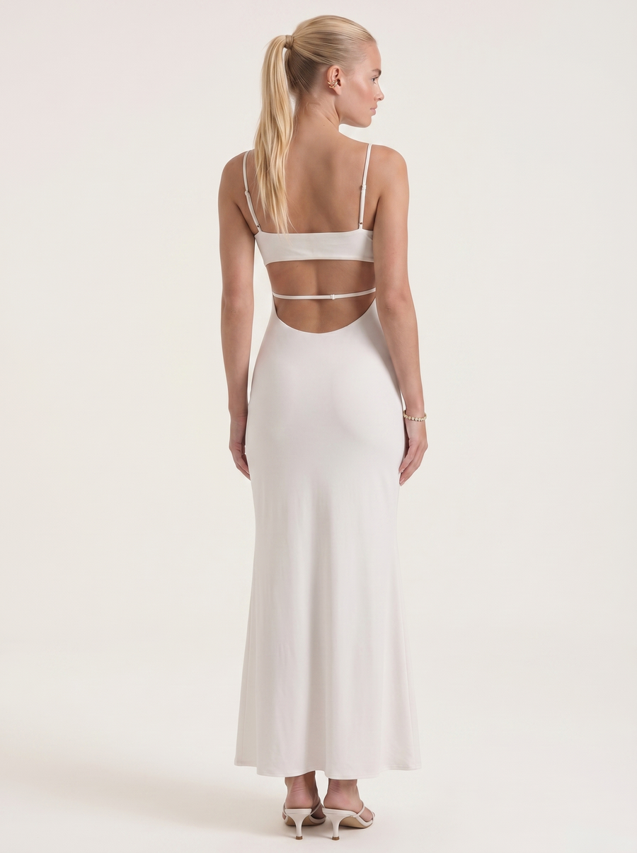 Dale Maxikleid mit Spaghettiträgern und schmaler Linie