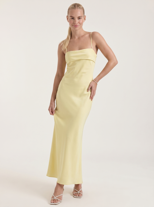 Dale Maxikleid mit Spaghettiträgern und schmaler Linie