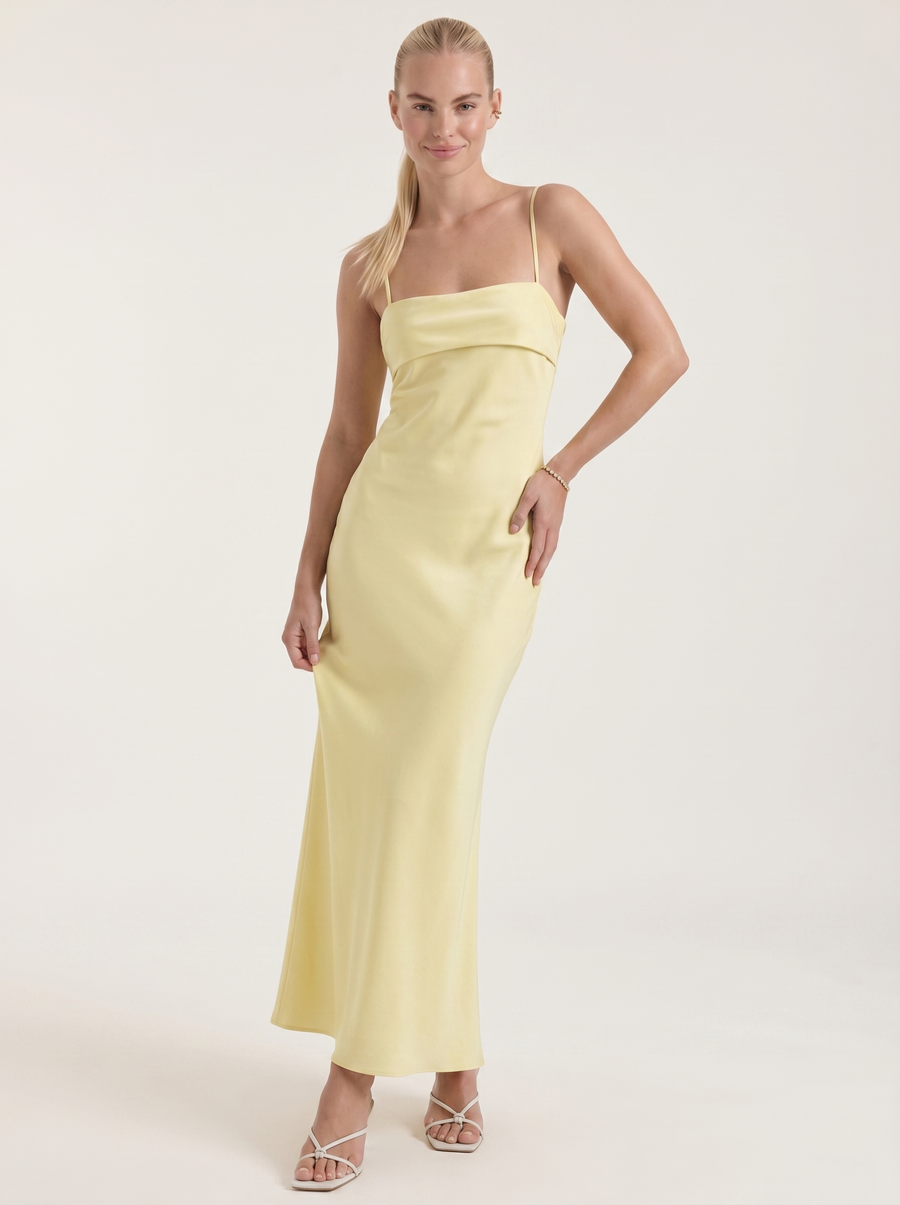 Dale Maxikleid mit Spaghettiträgern und schmaler Linie