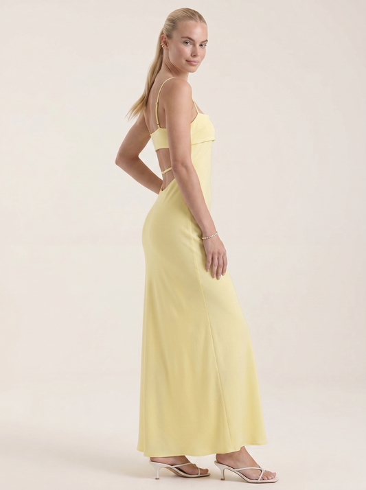 Dale Maxikleid mit Spaghettiträgern und schmaler Linie