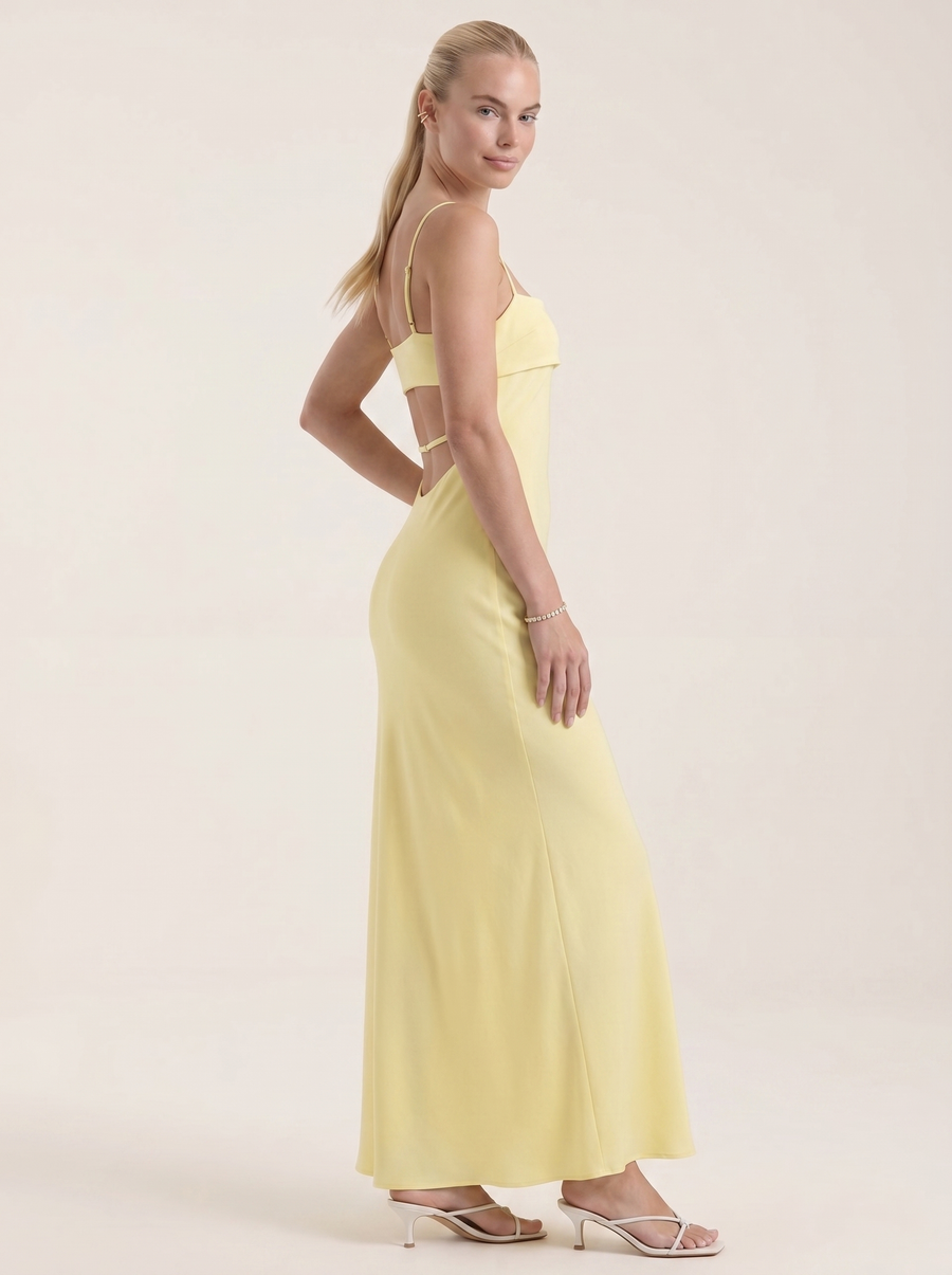 Dale Maxikleid mit Spaghettiträgern und schmaler Linie