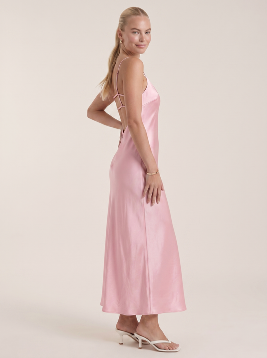 Bianca Maxikleid mit V-Ausschnitt und Spaghettiträgern