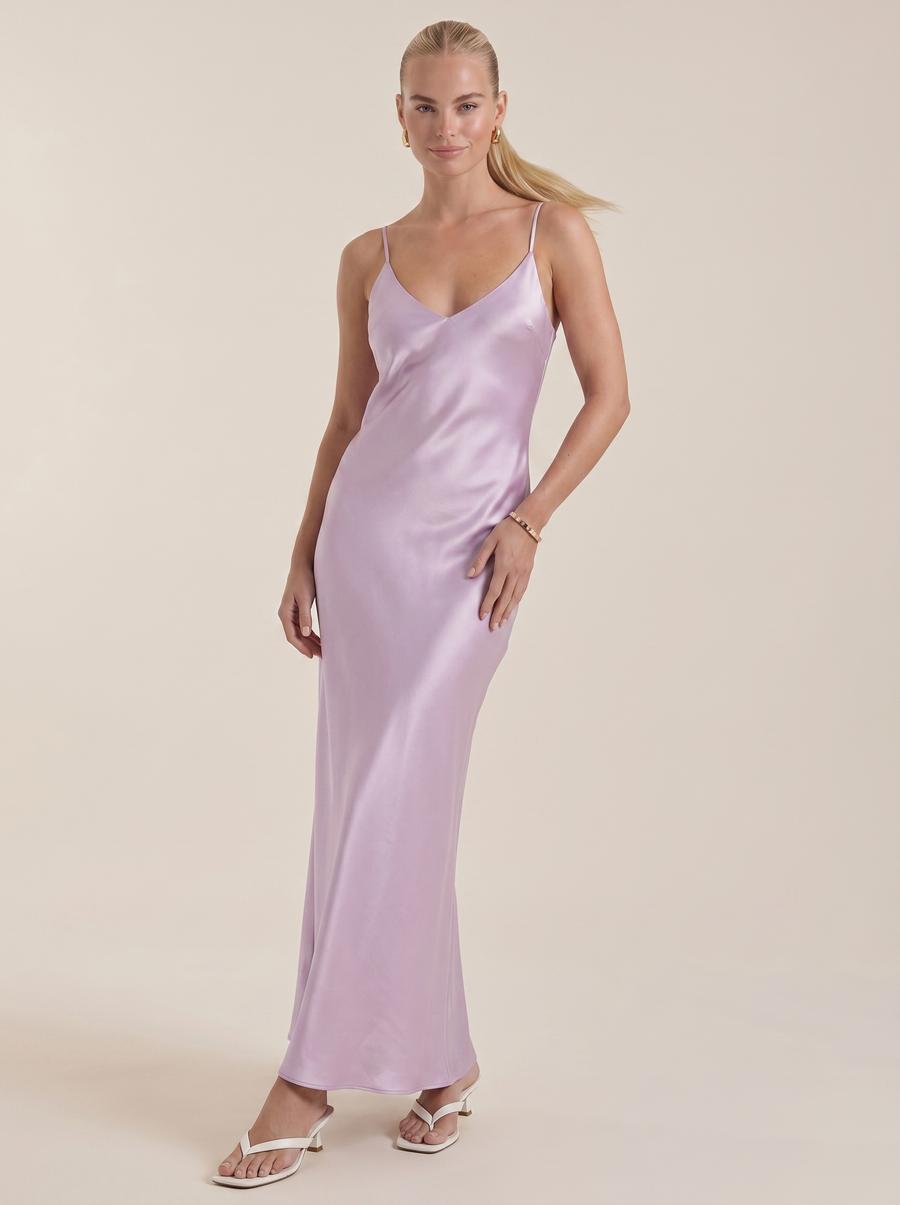 Bianca Maxikleid mit V-Ausschnitt und Spaghettiträgern