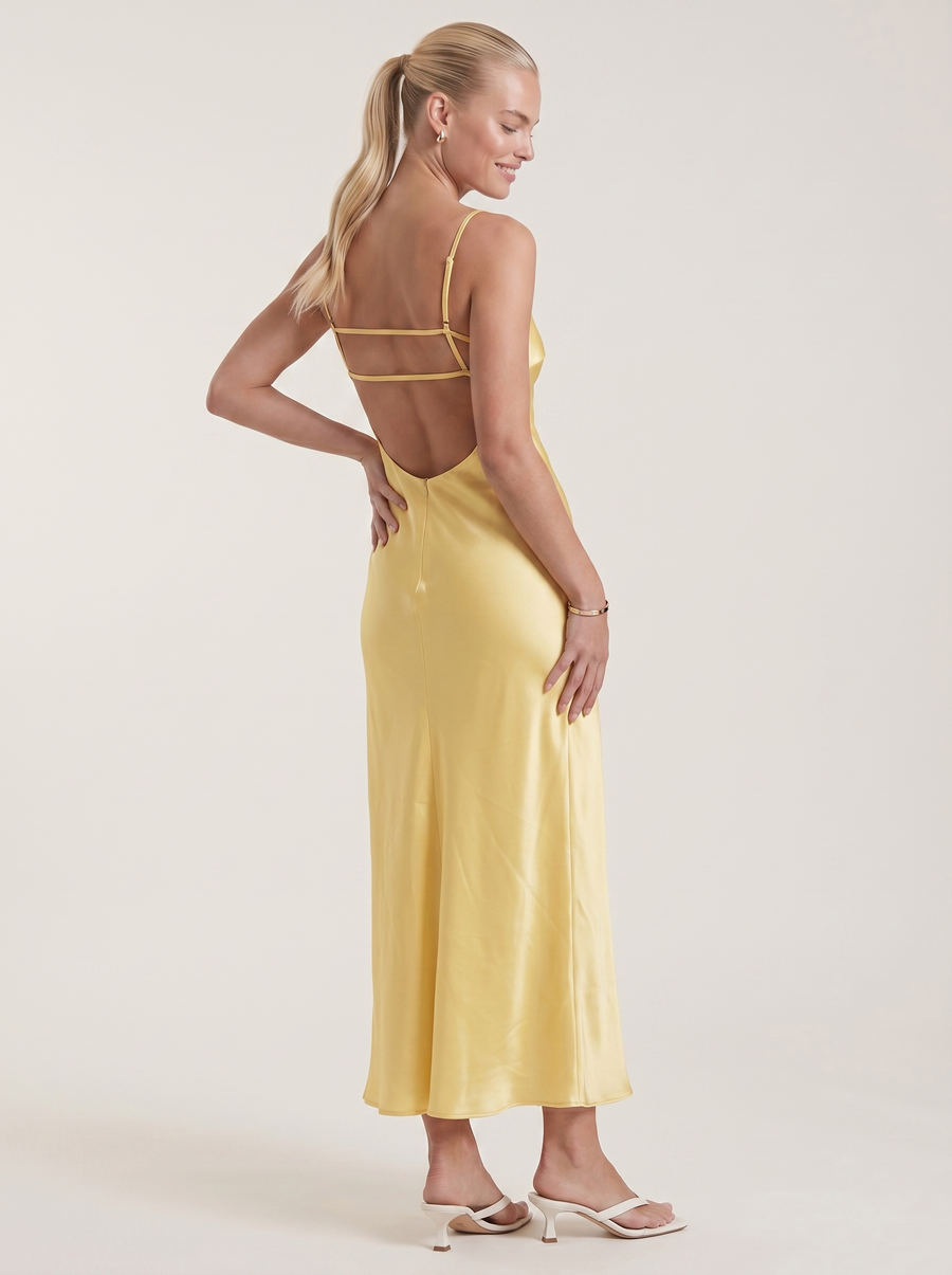 Bianca Maxikleid mit V-Ausschnitt und Spaghettiträgern
