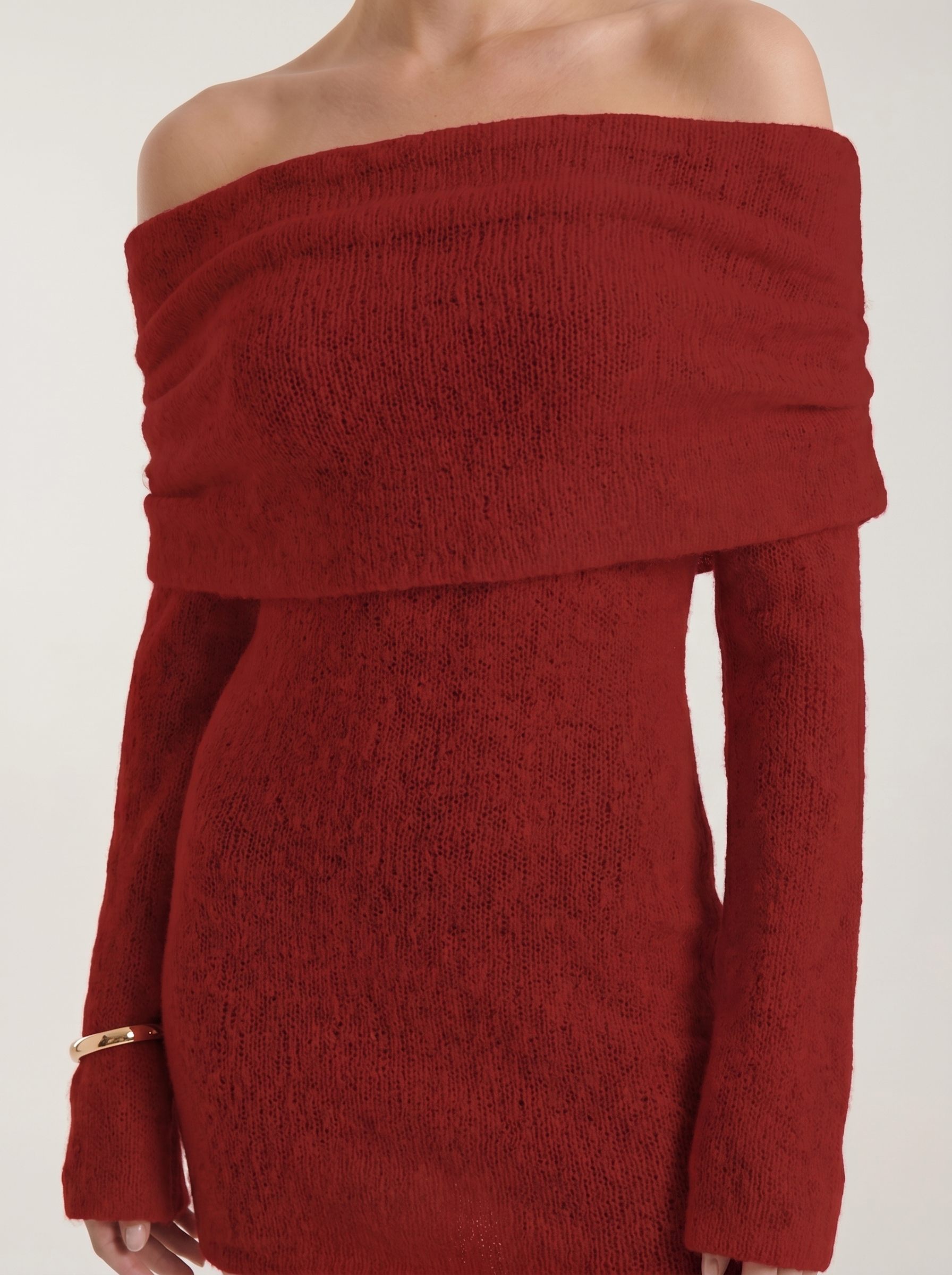 Rochelle Strickkleid Schulterfrei mit Langarm