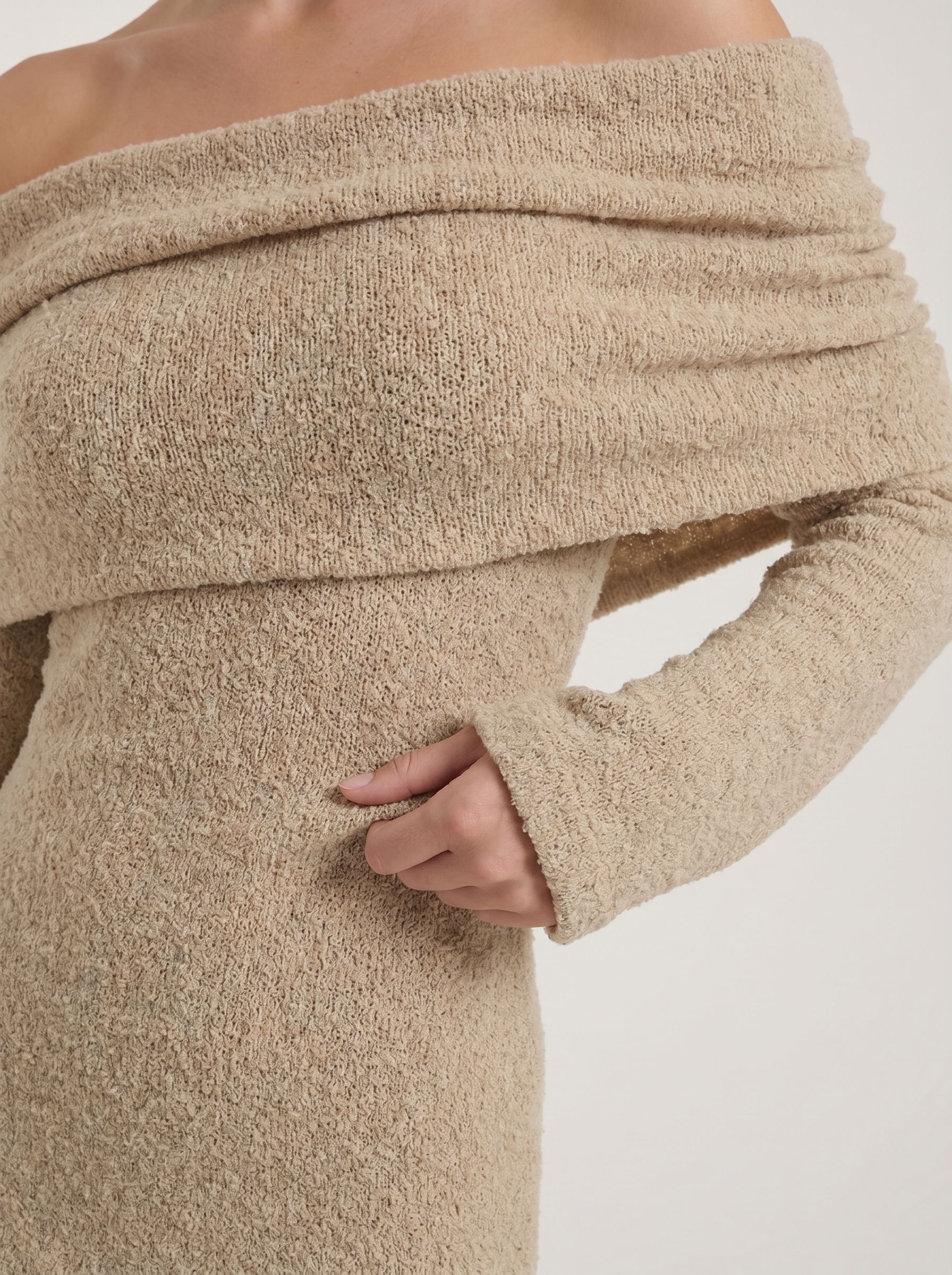 Rochelle Strickkleid Schulterfrei mit Langarm