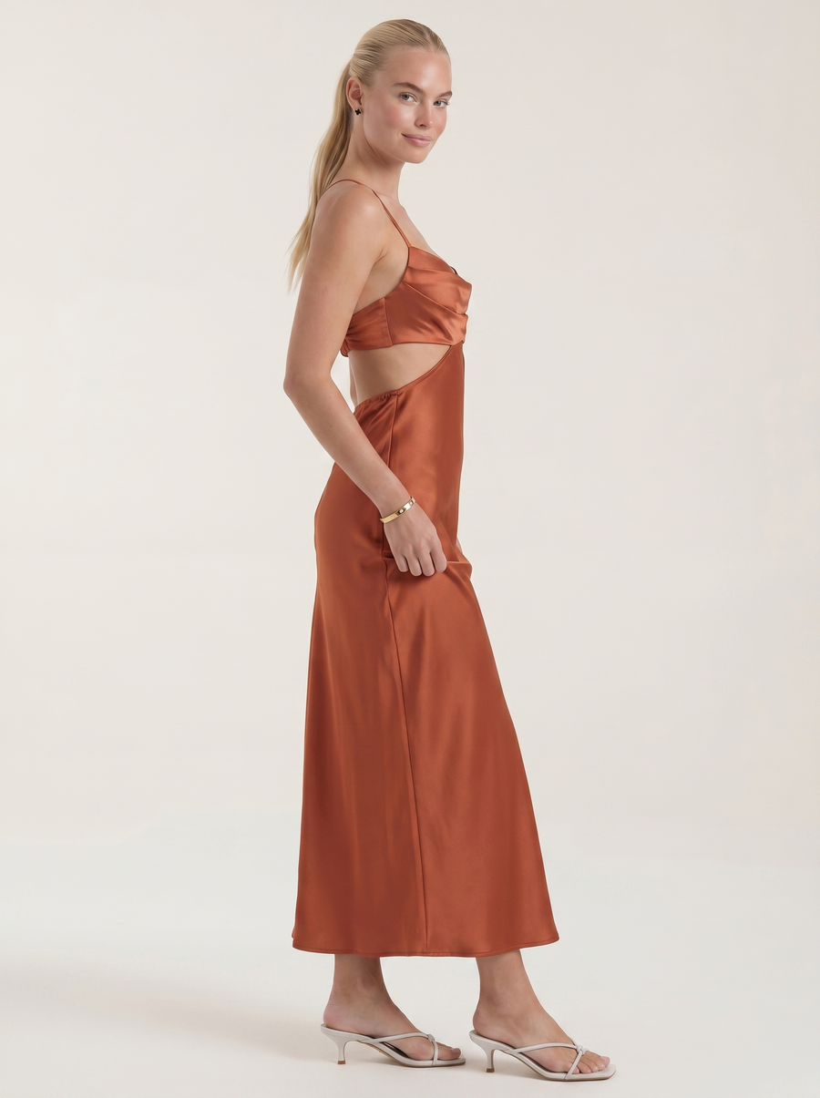 Mira Satin-Maxikleid mit Cut-Outs