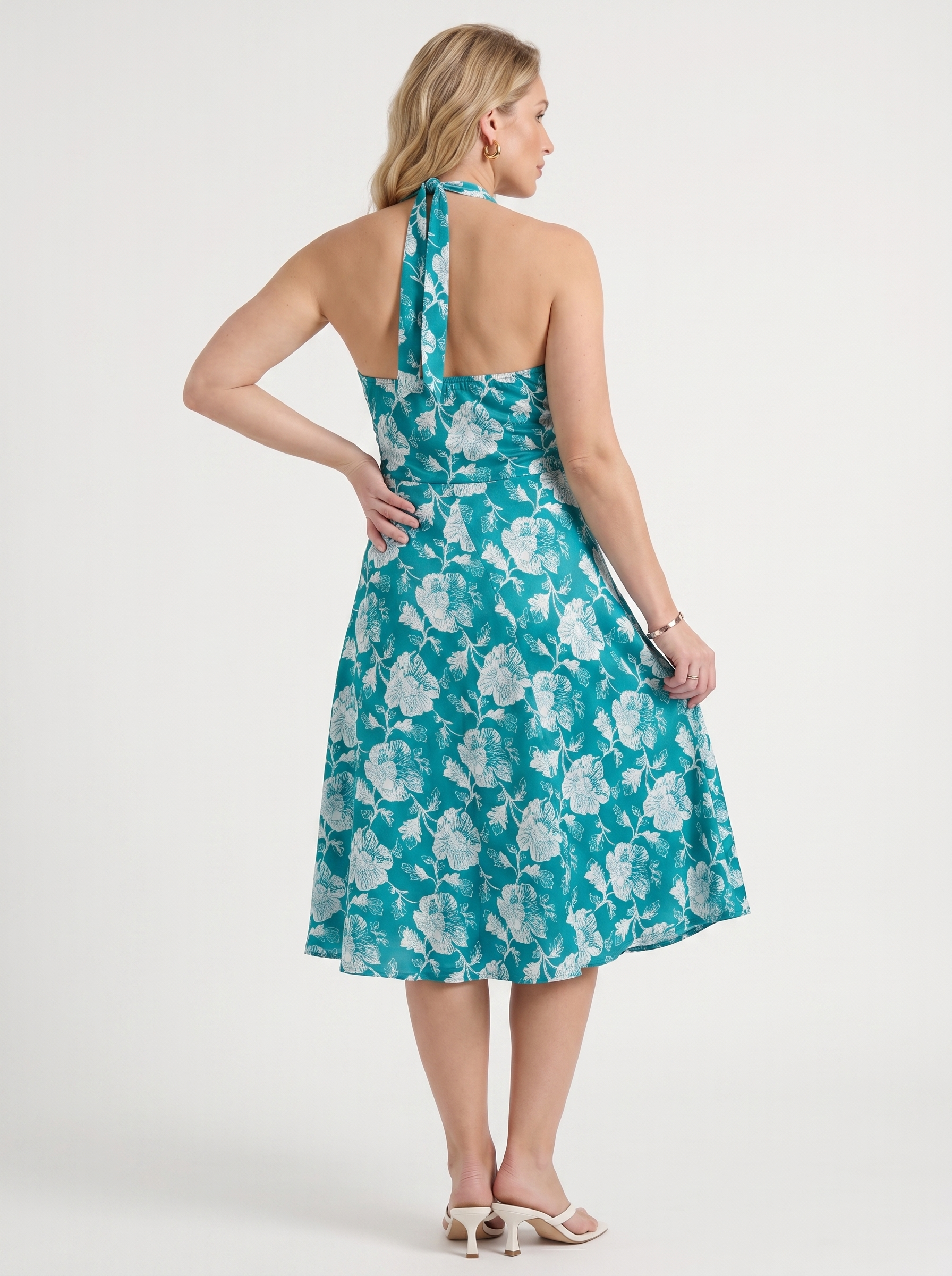 Astrid Midikleid mit Neckholder und Wickeloptik