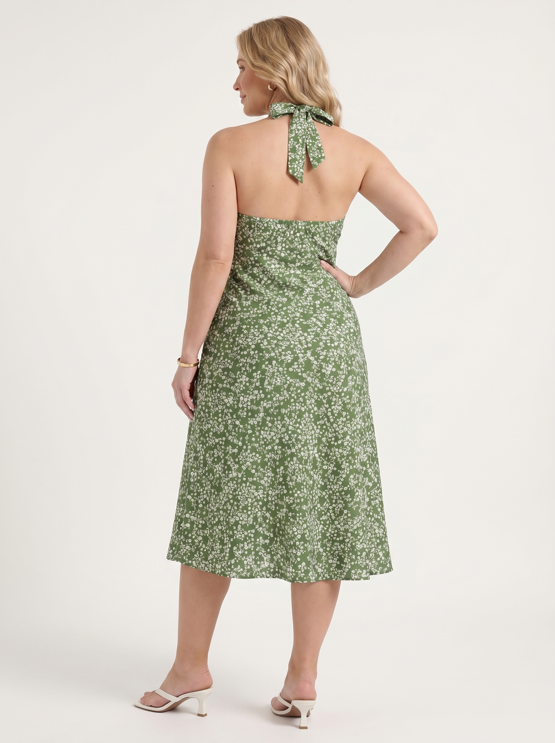 Astrid Midikleid mit Neckholder und Wickeloptik