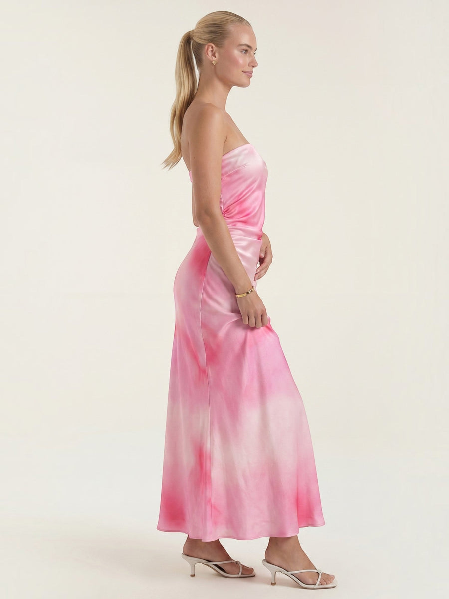 Elodie Bandeau-Maxikleid mit Raffung