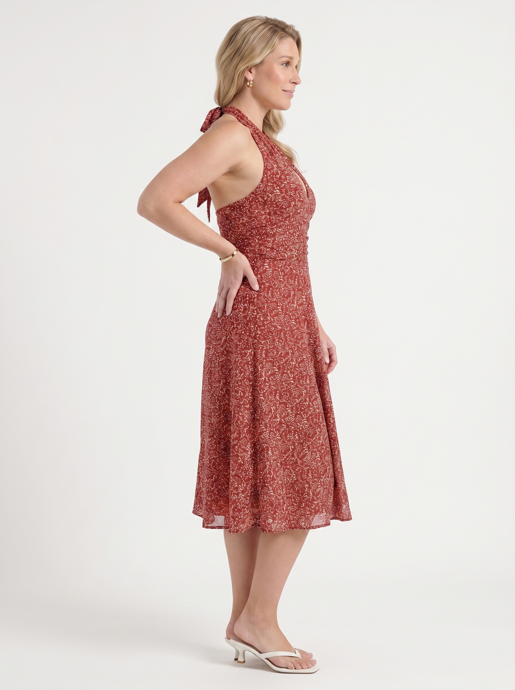 Astrid Midikleid mit Neckholder und Wickeloptik