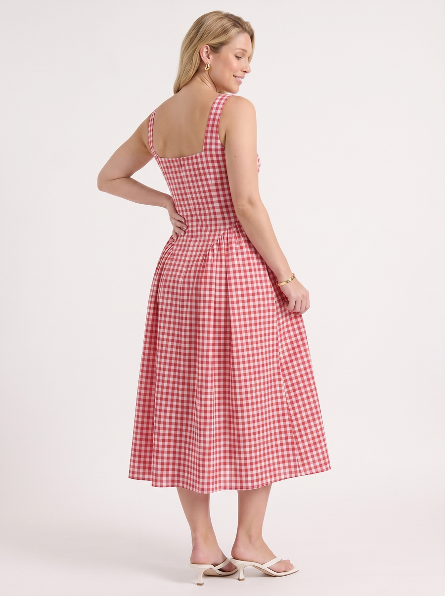 Cleo Midikleid mit Karomuster und Faltenrock