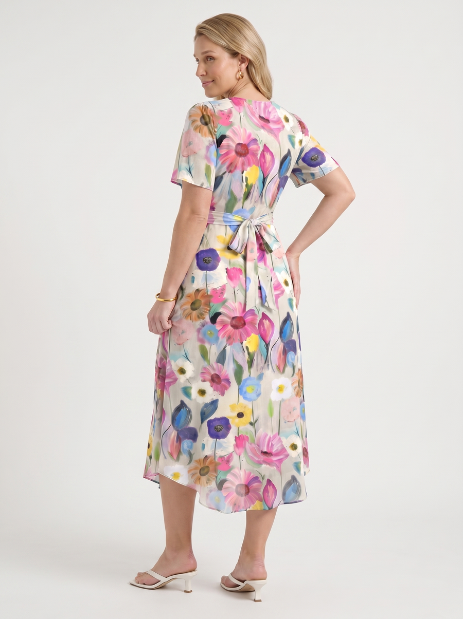 Sharnie Midikleid mit Blumenprint und Wickeloptik