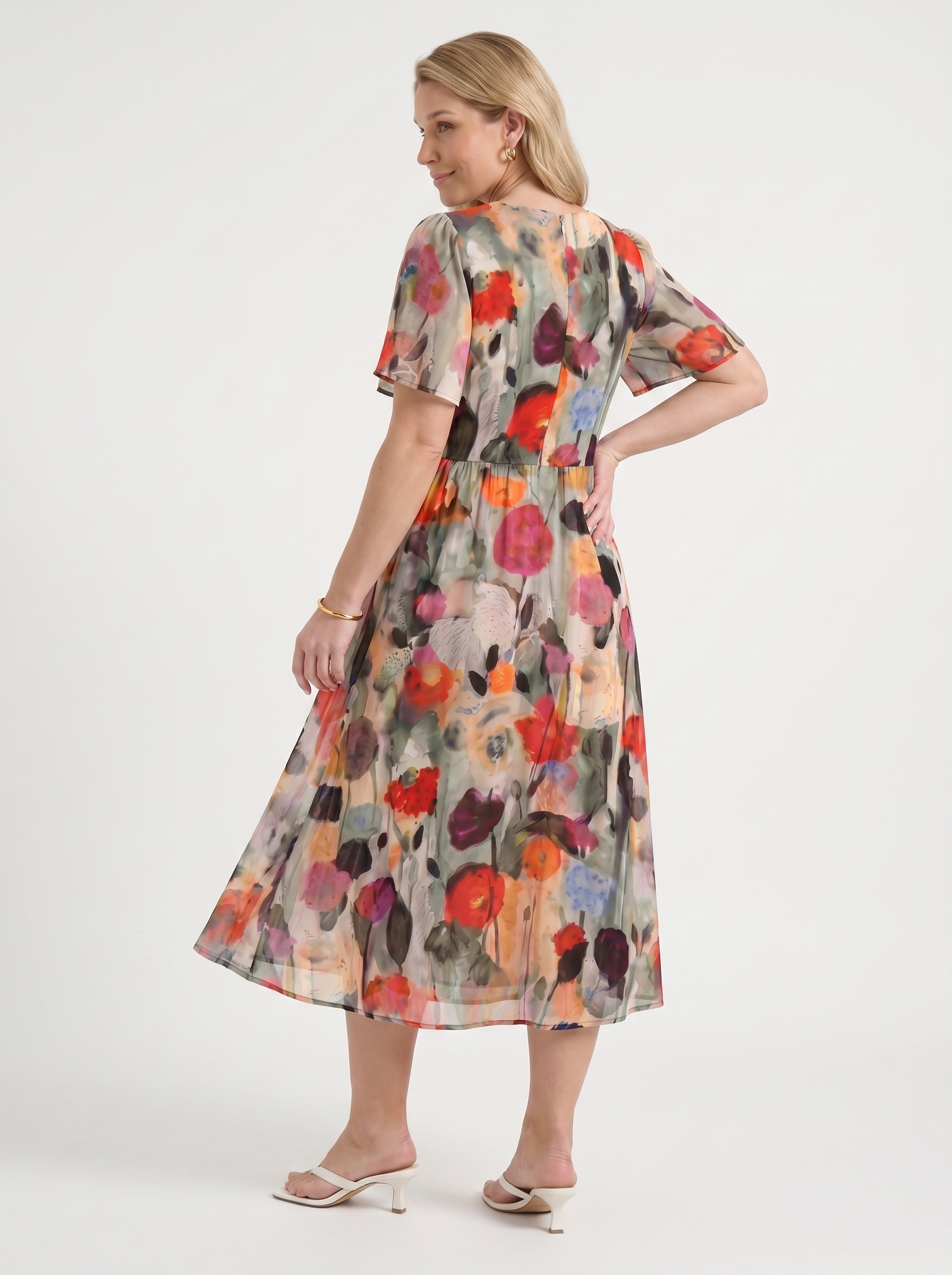 Sharnie Midikleid mit Blumenprint und Wickeloptik