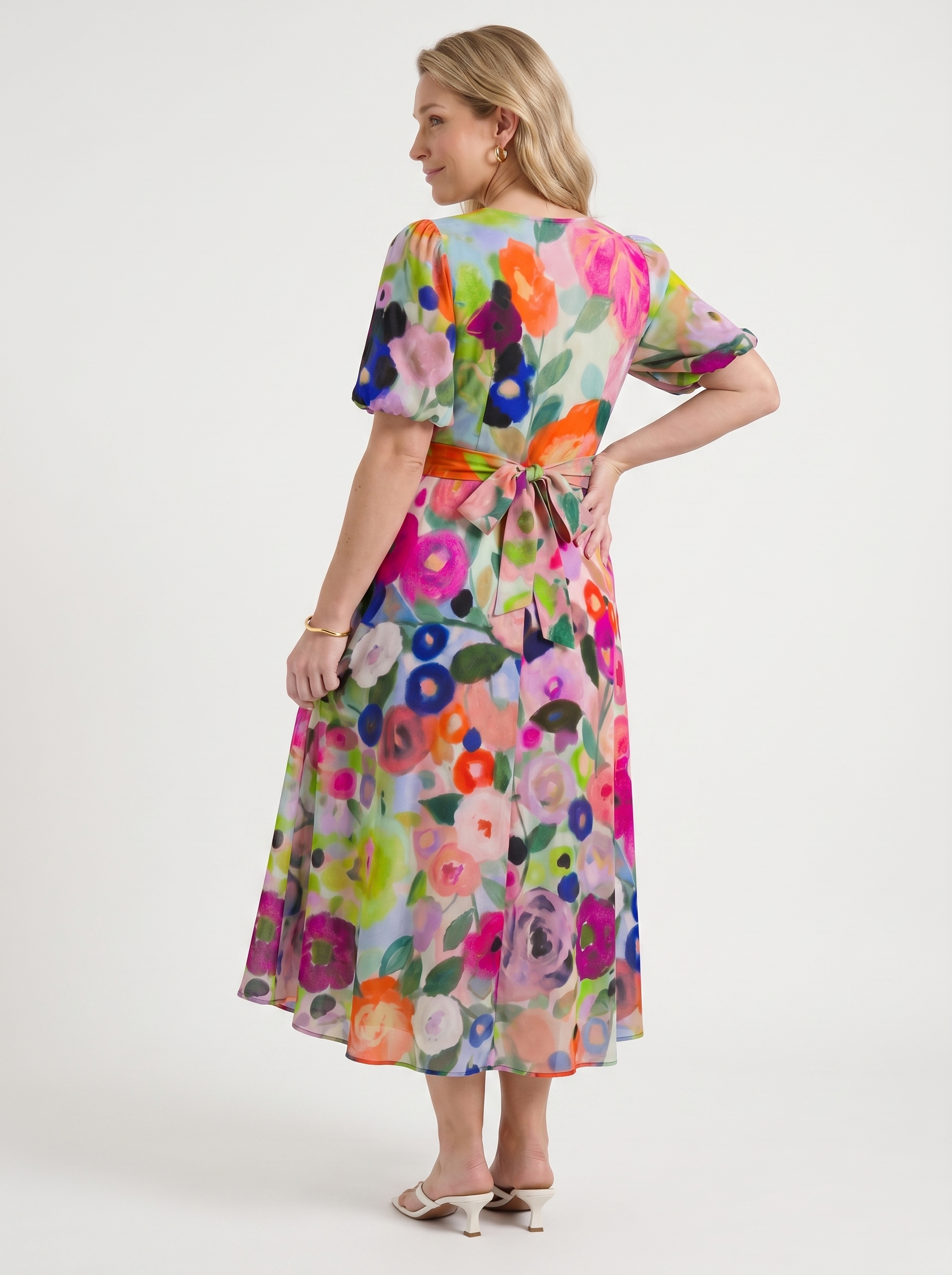 Sharnie Midikleid mit Blumenprint und Wickeloptik