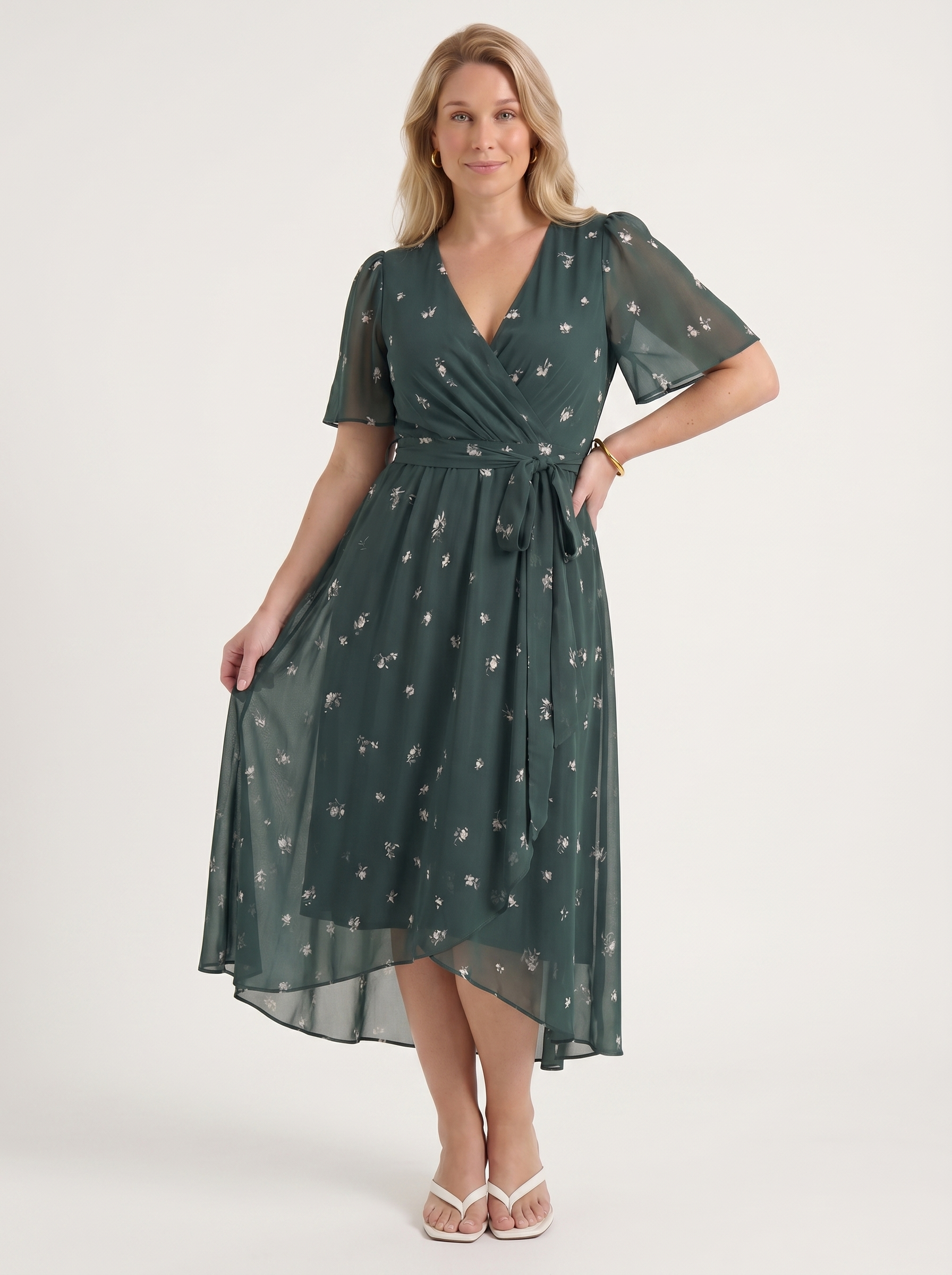 Sharnie Midikleid mit Blumenprint und Wickeloptik