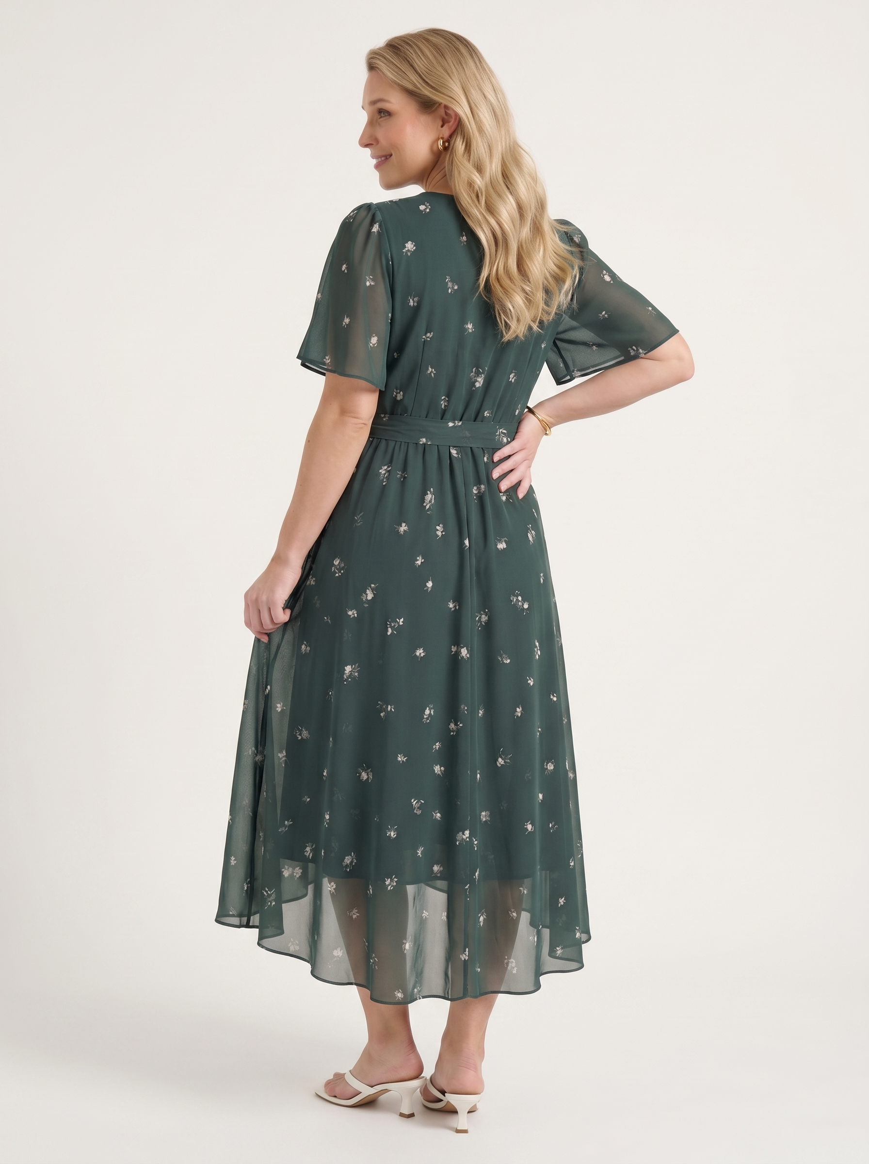 Sharnie Midikleid mit Blumenprint und Wickeloptik