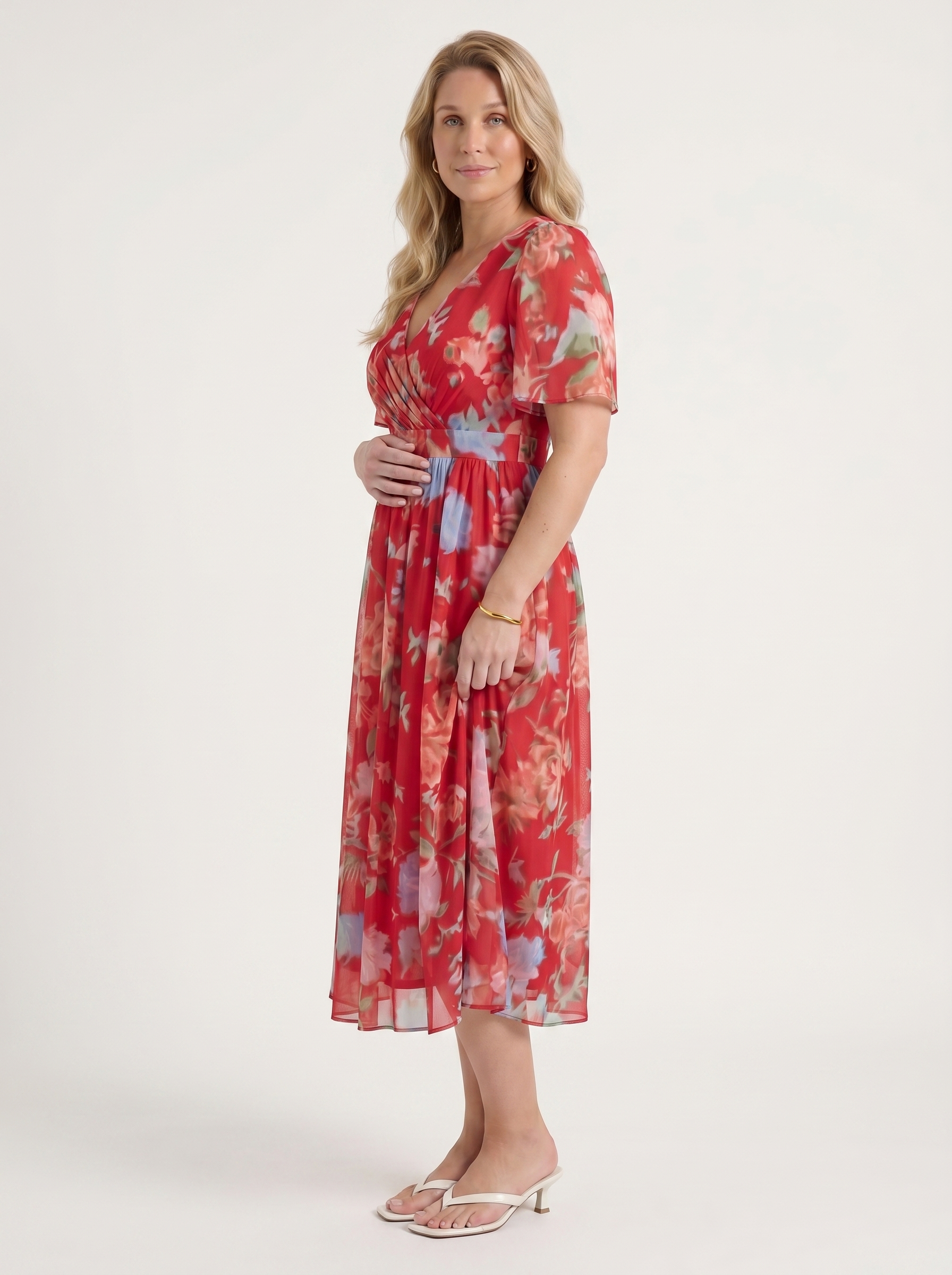 Sharnie Midikleid mit Blumenprint und Wickeloptik
