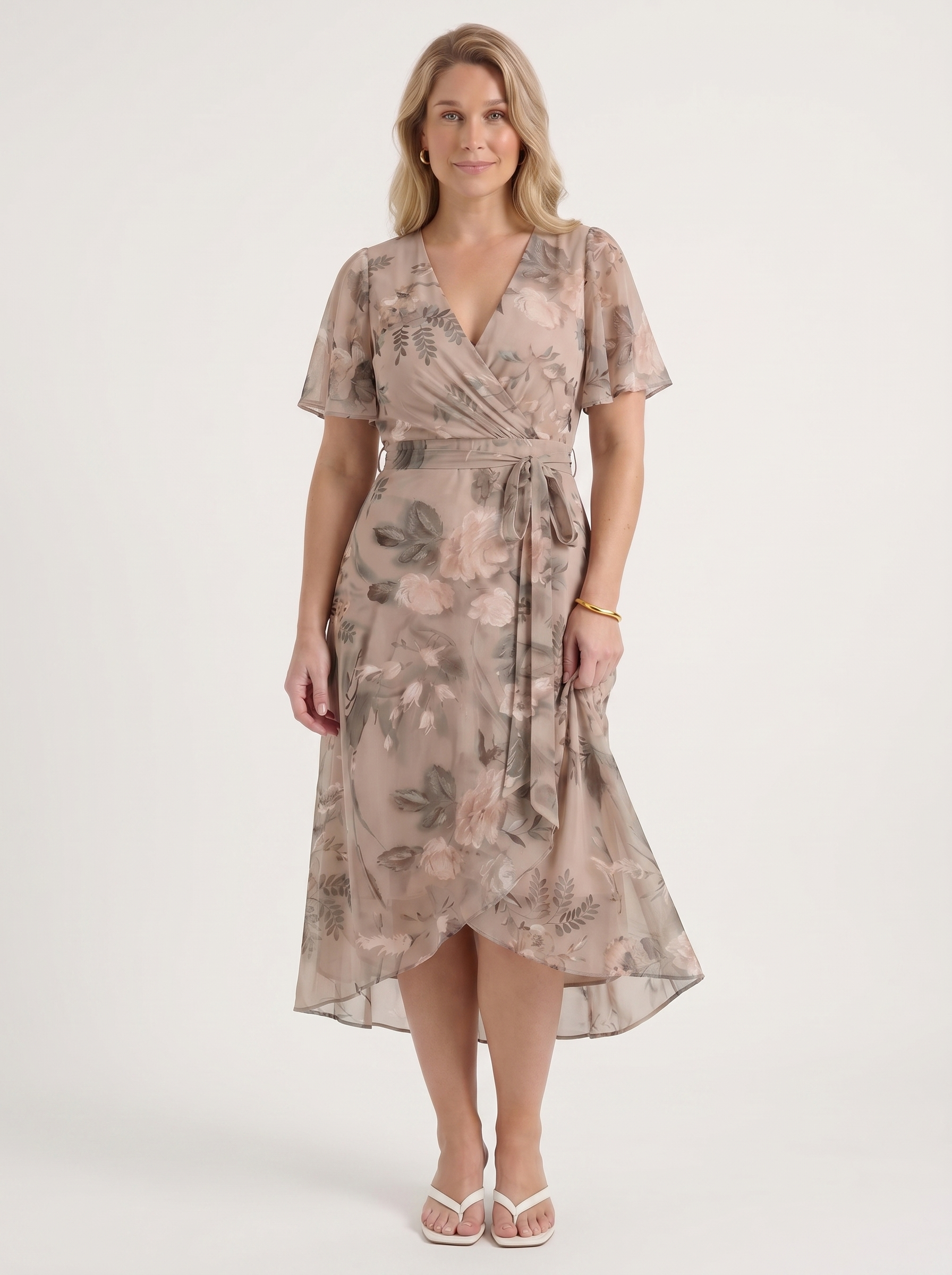 Sharnie Midikleid mit Blumenprint und Wickeloptik