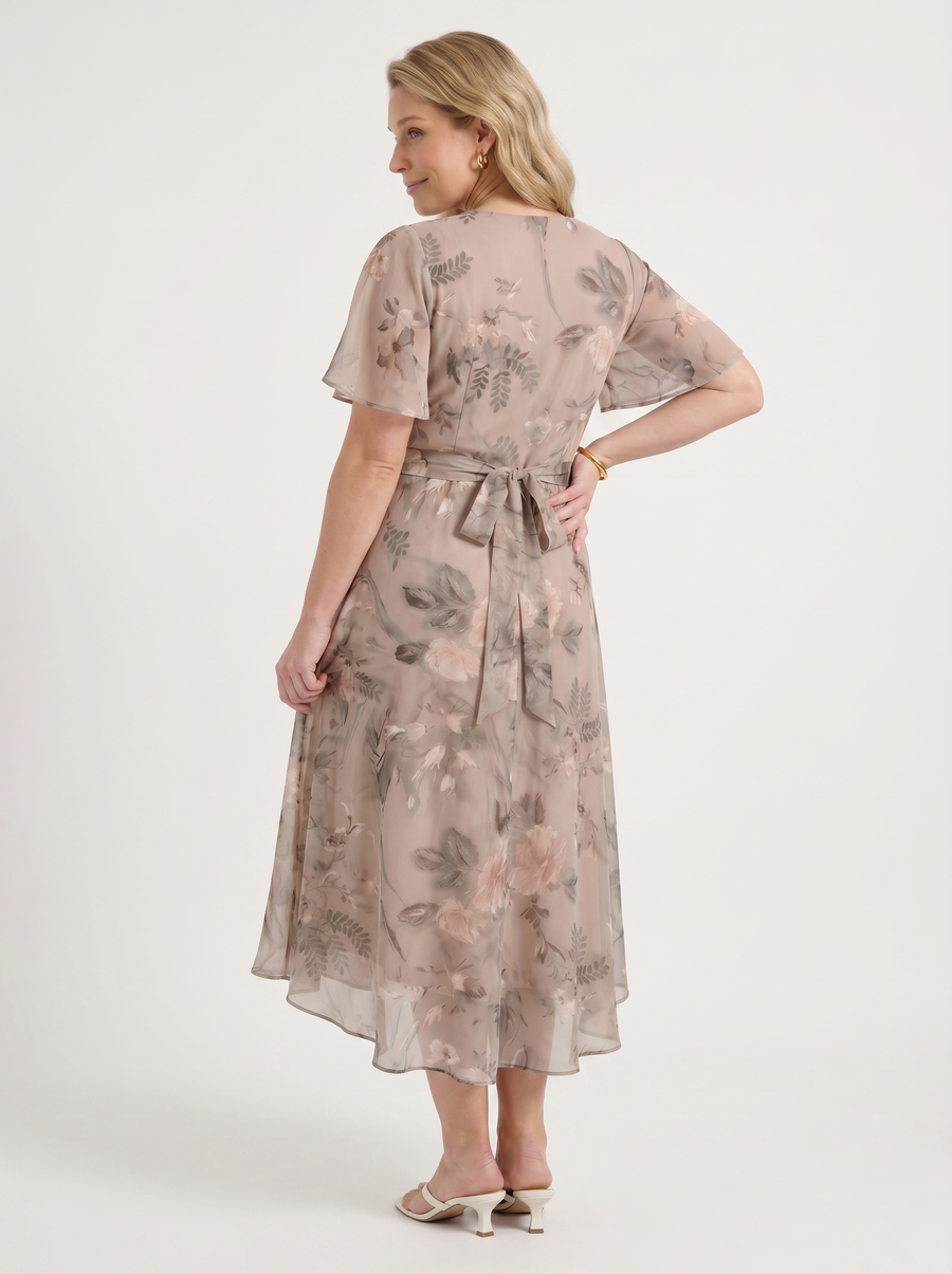Sharnie Midikleid mit Blumenprint und Wickeloptik