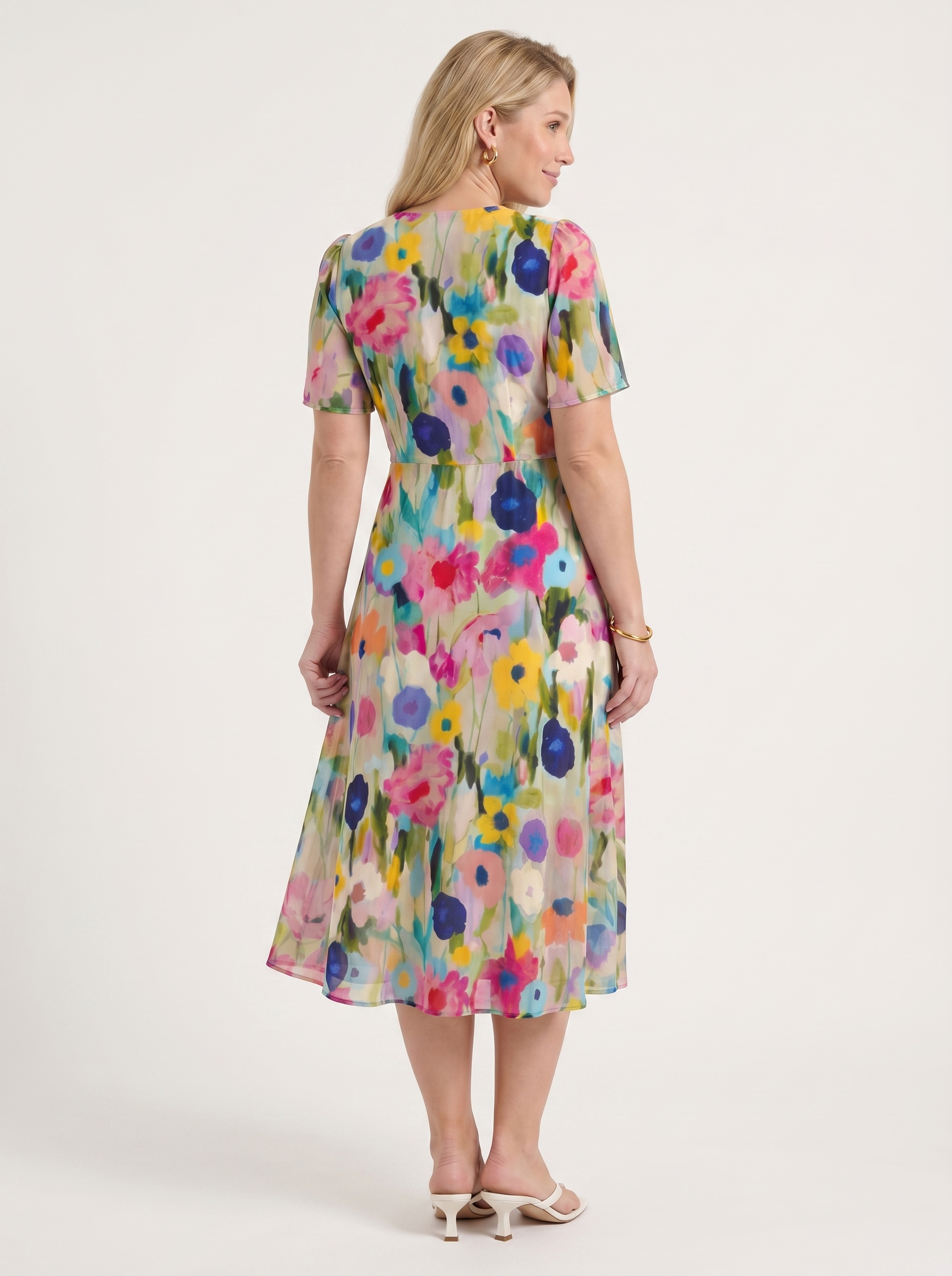 Sharnie Midikleid mit Blumenprint und Wickeloptik