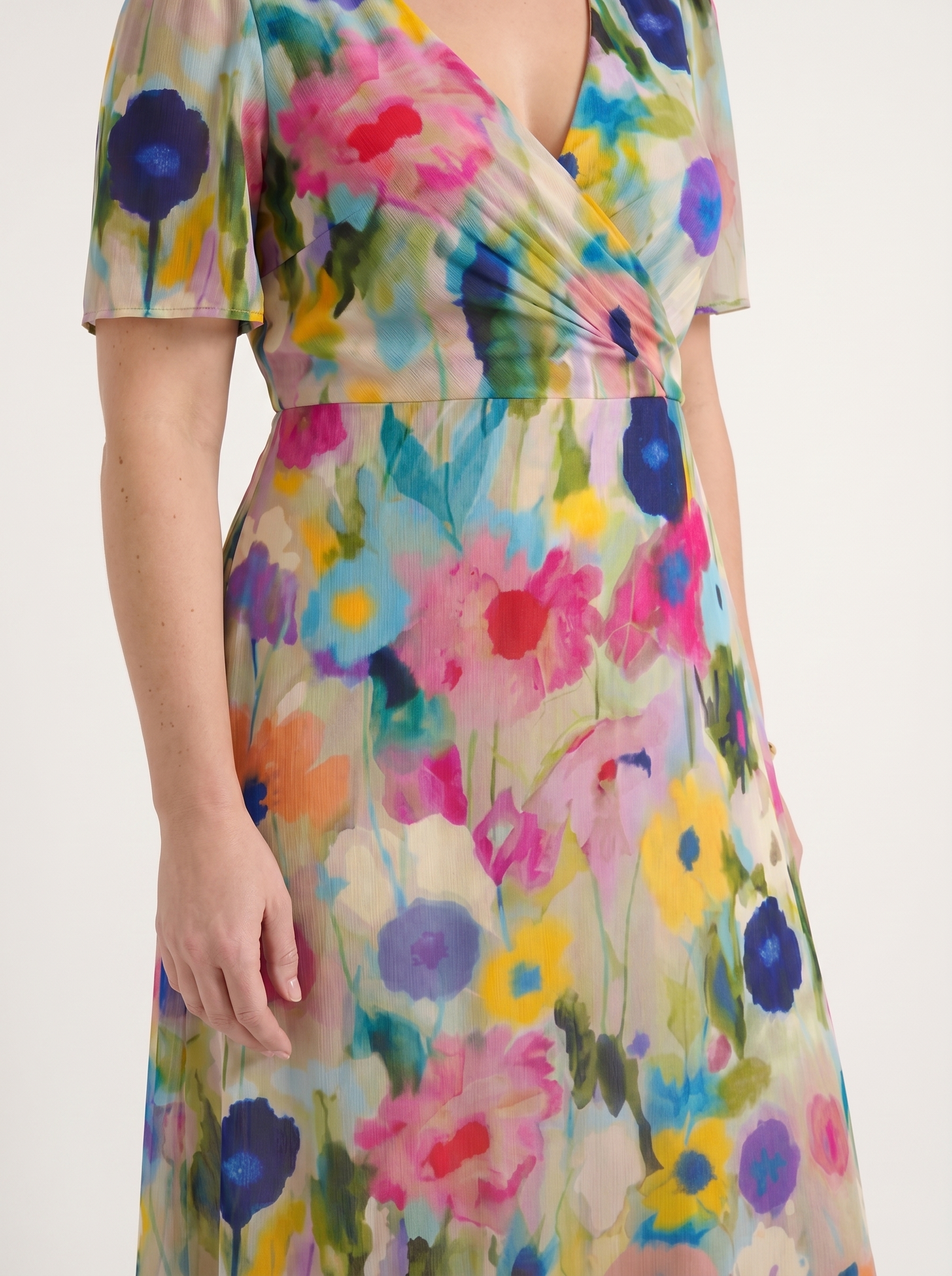 Sharnie Midikleid mit Blumenprint und Wickeloptik