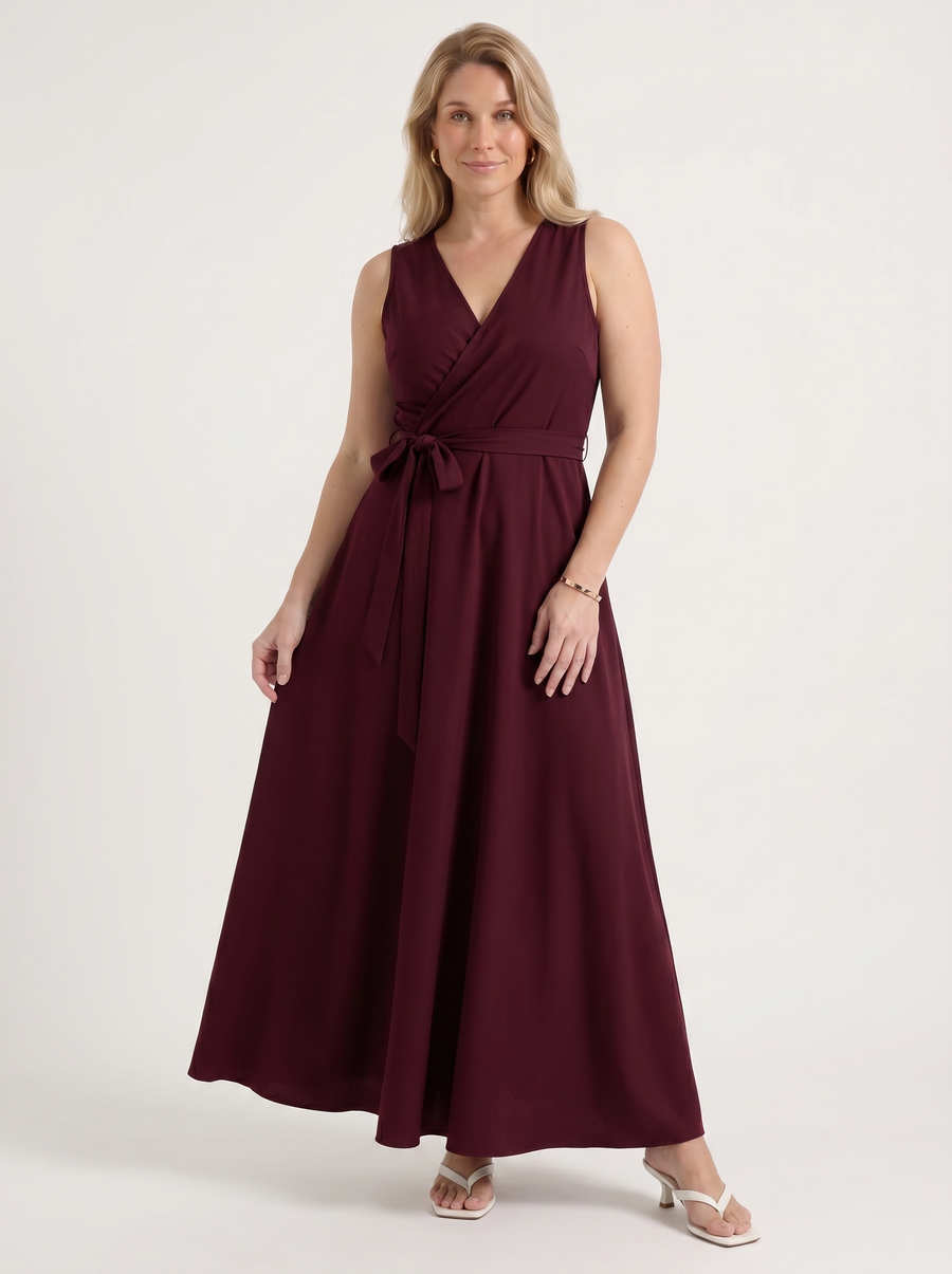 Reena Maxikleid mit Wickeloptik und Bindegürtel