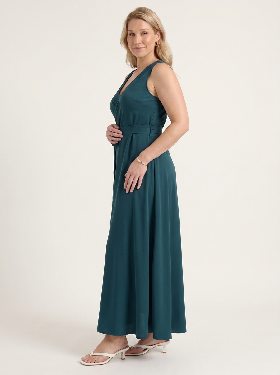 Reena Maxikleid mit Wickeloptik und Bindegürtel