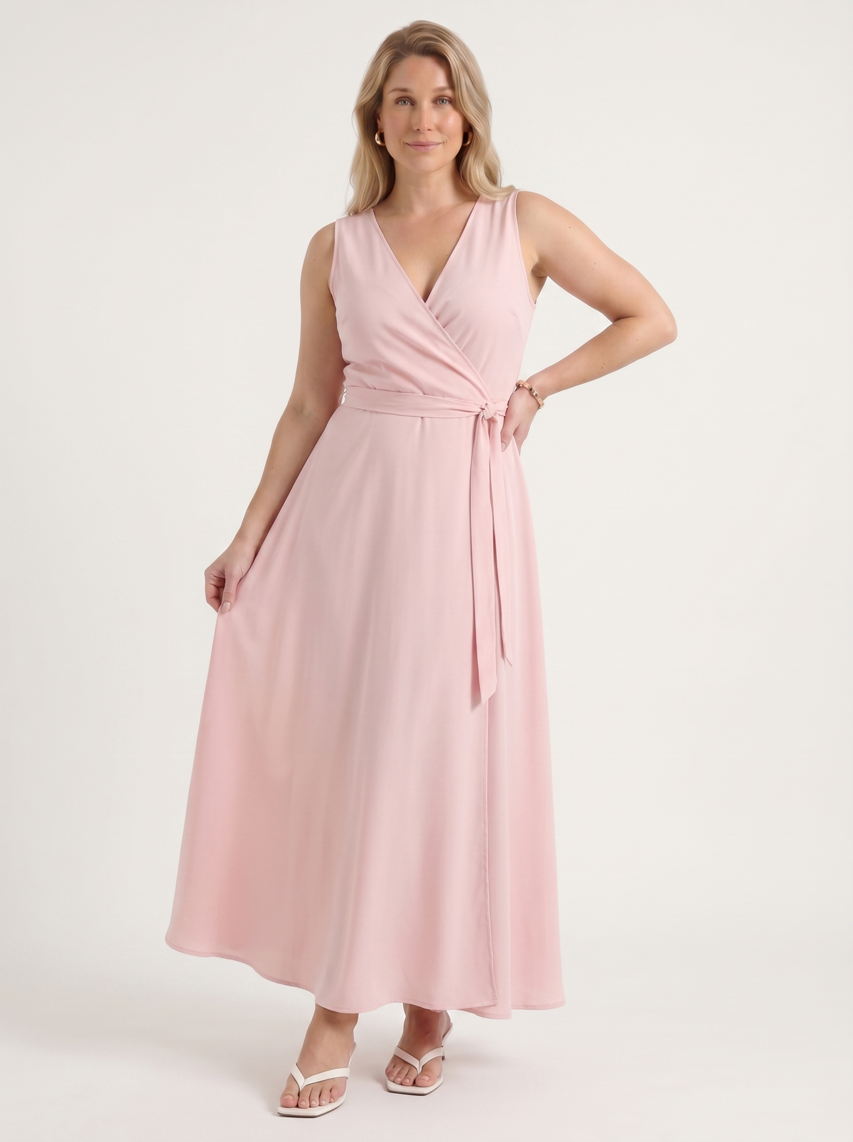 Reena Maxikleid mit Wickeloptik und Bindegürtel