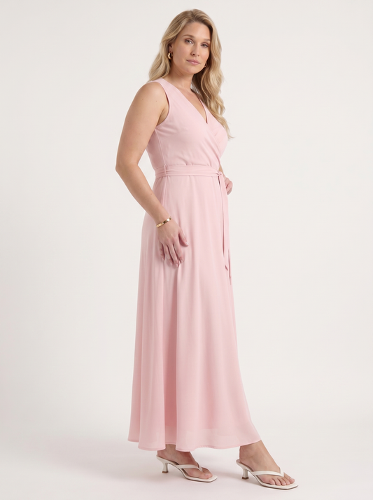 Reena Maxikleid mit Wickeloptik und Bindegürtel