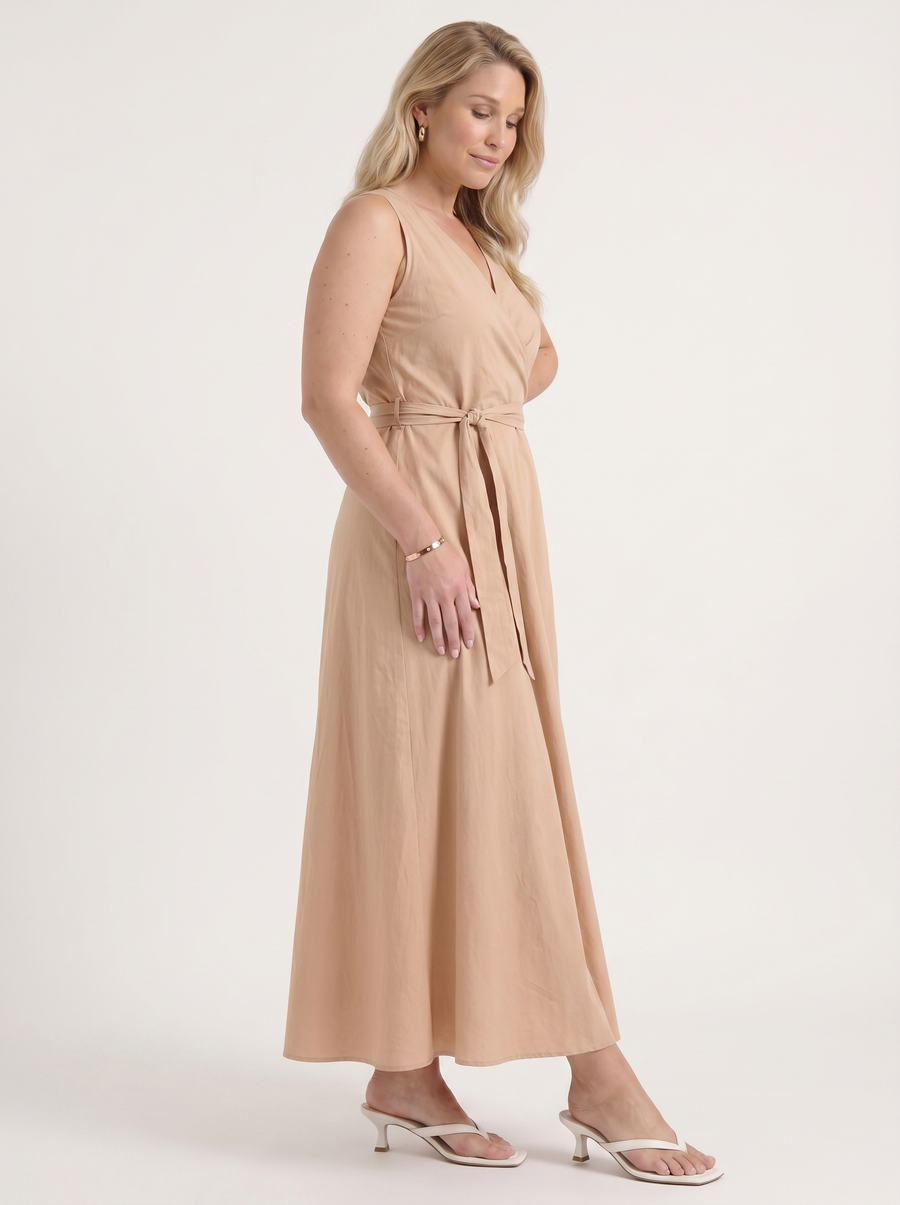Reena Maxikleid mit Wickeloptik und Bindegürtel