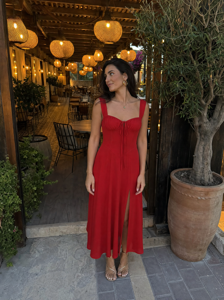 Jade Midikleid mit Schnürung