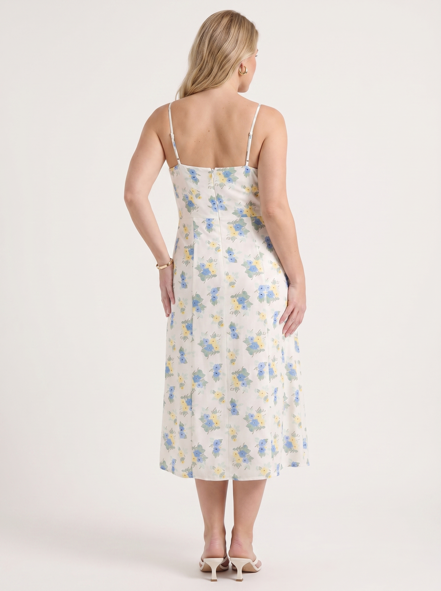 Milena Midikleid mit Spaghettiträgern und Beinschlitz