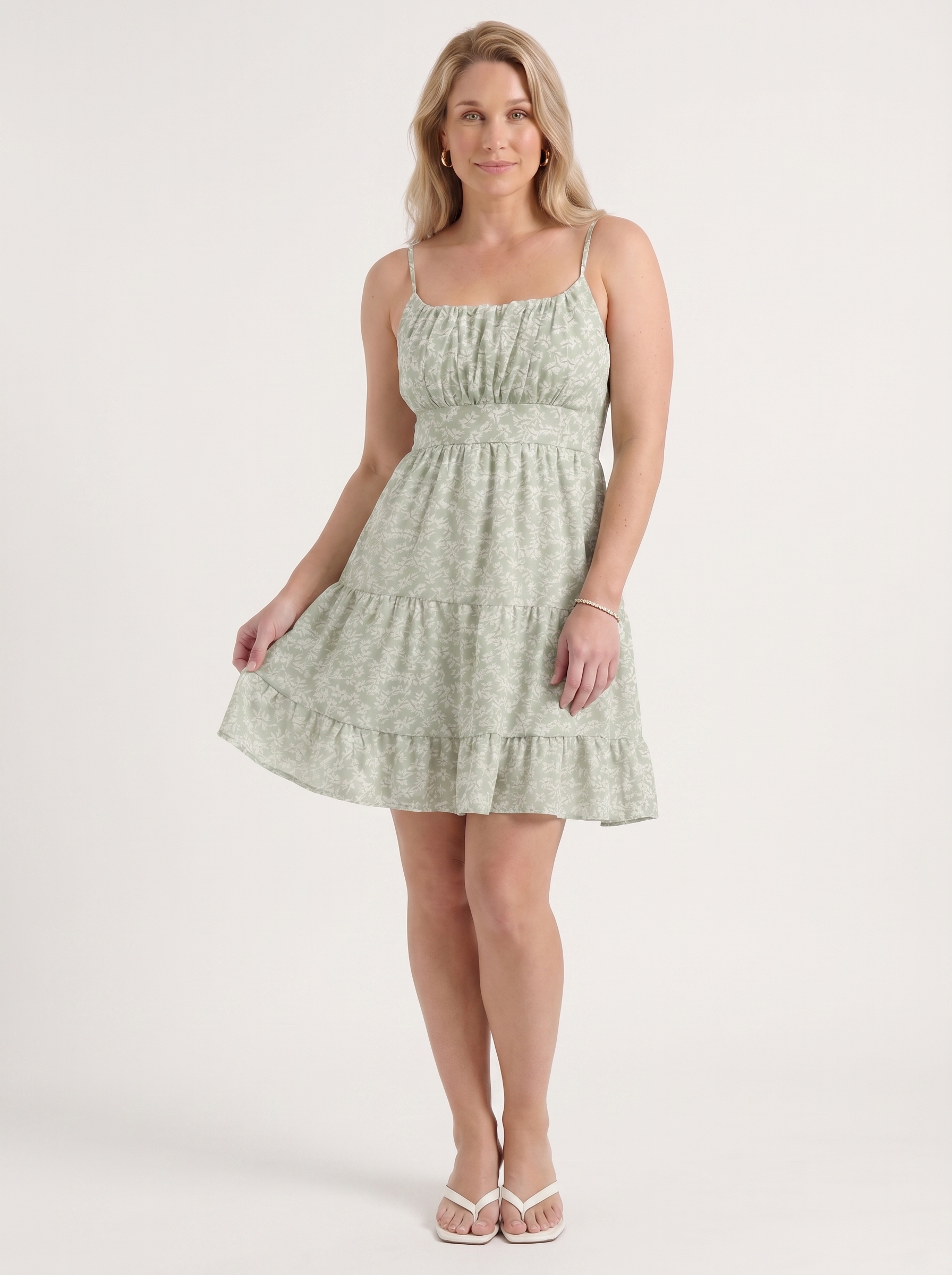 Kiana Minikleid mit Spaghettiträgern und Stufenrock