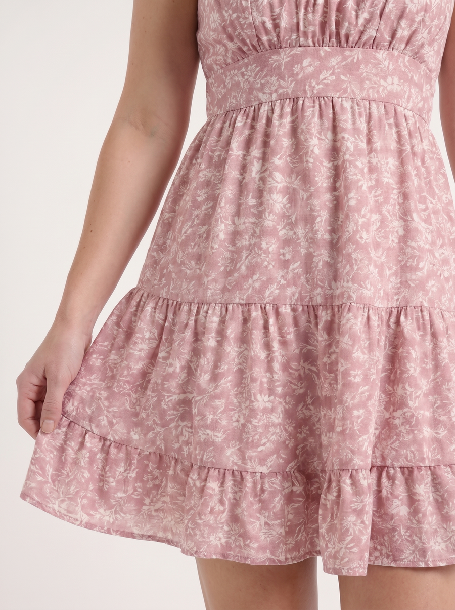 Kiana Minikleid mit Spaghettiträgern und Stufenrock