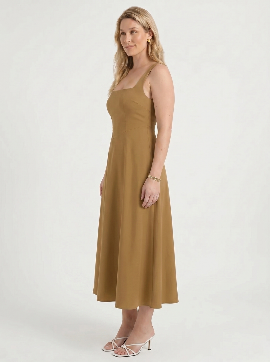 Clarisse Midikleid mit Karree-Ausschnitt und Schwingrock