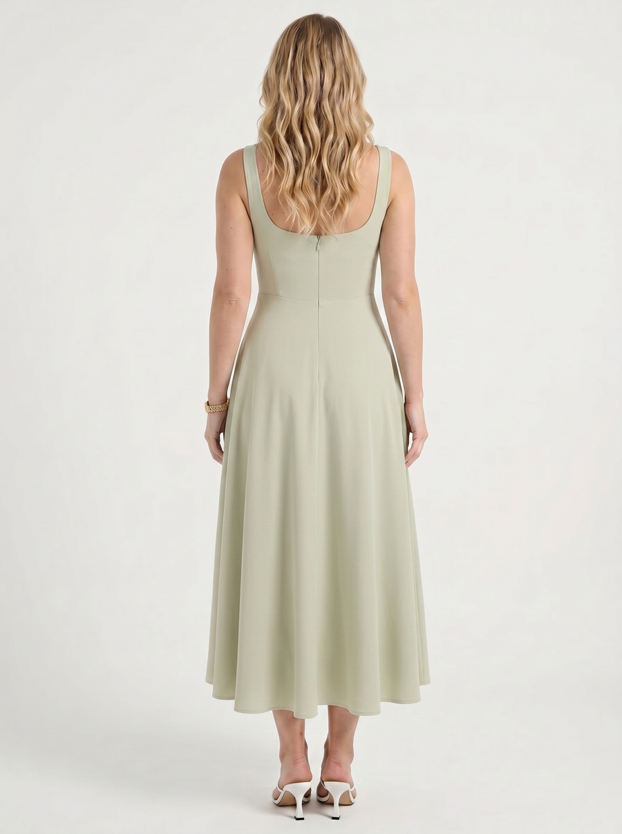 Clarisse Midikleid mit Karree-Ausschnitt und Schwingrock