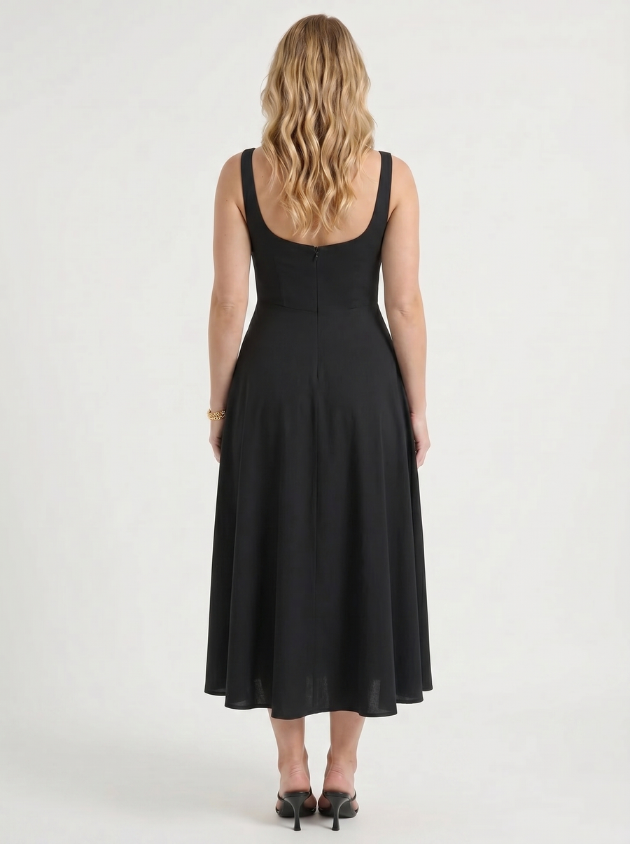 Clarisse Midikleid mit Karree-Ausschnitt und Schwingrock