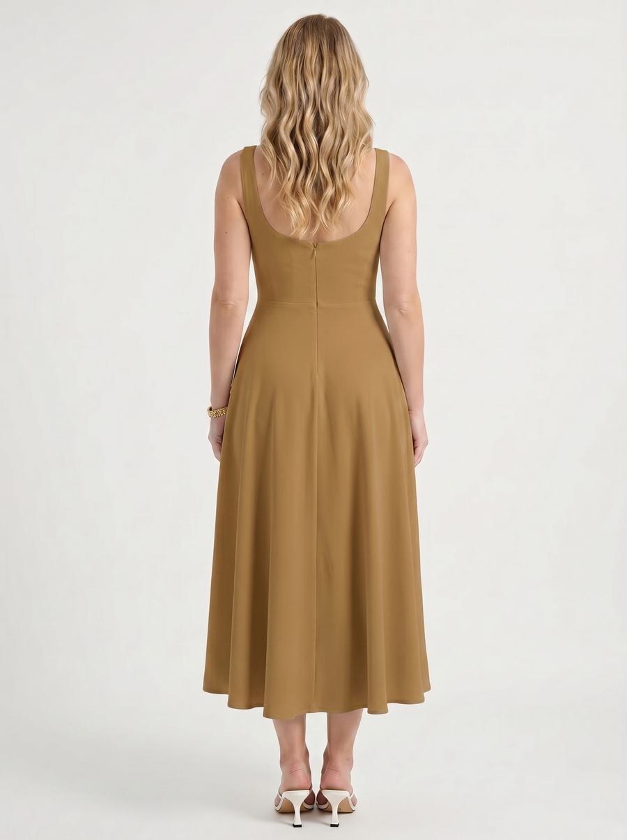 Clarisse Midikleid mit Karree-Ausschnitt und Schwingrock