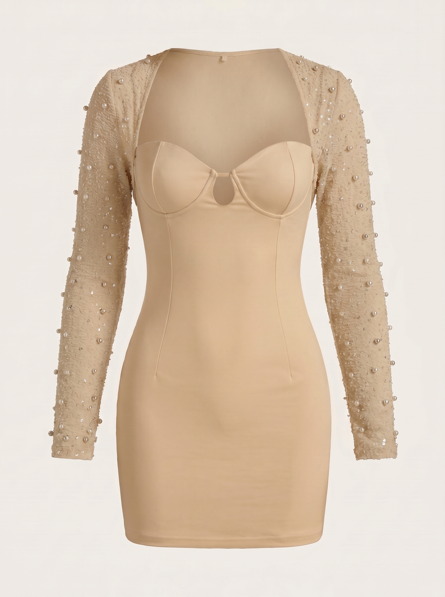 Mireille Minikleid mit Herzausschnitt und Glitzerärmeln