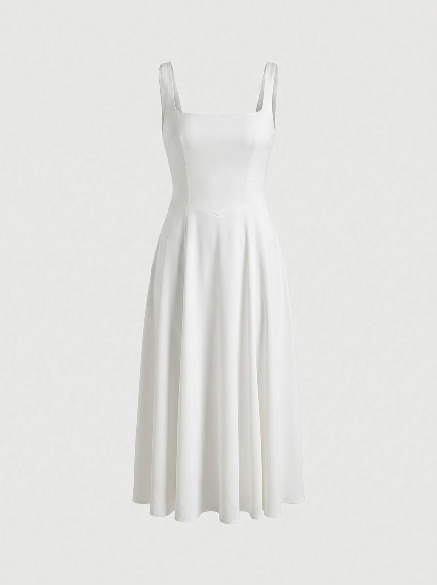 Clarisse Midikleid mit Karree-Ausschnitt und Schwingrock