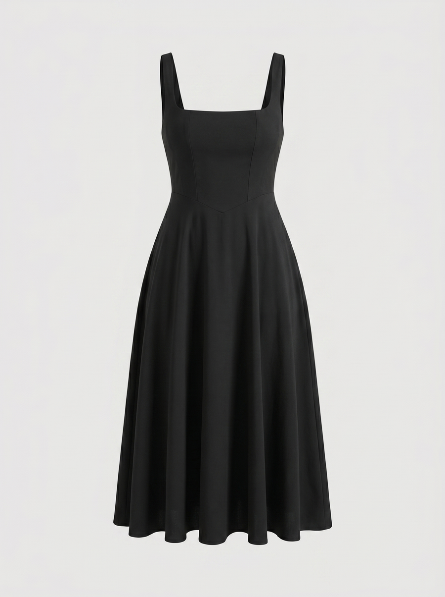 Clarisse Midikleid mit Karree-Ausschnitt und Schwingrock