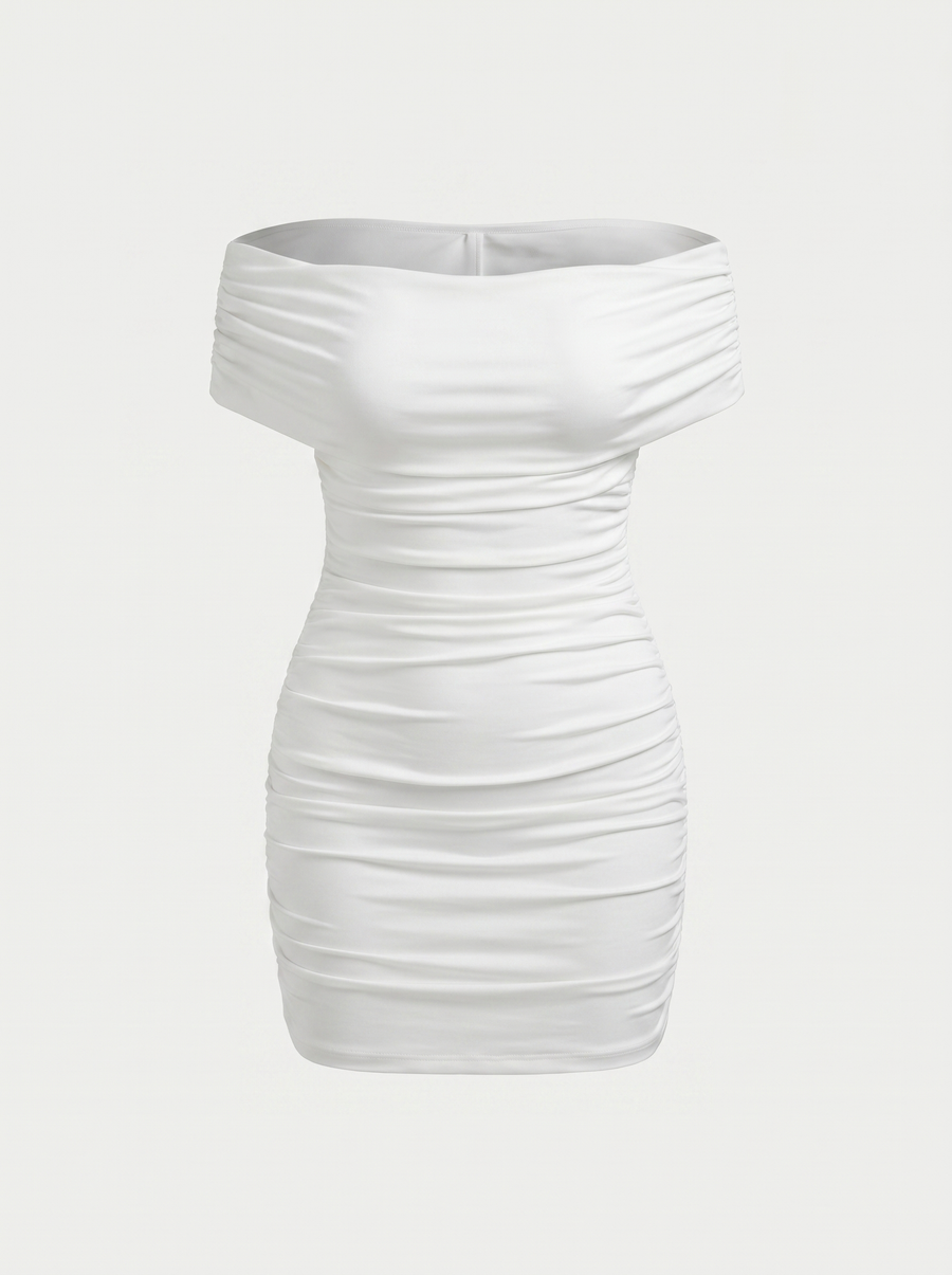 Elora Bardot-Minikleid mit Raffung