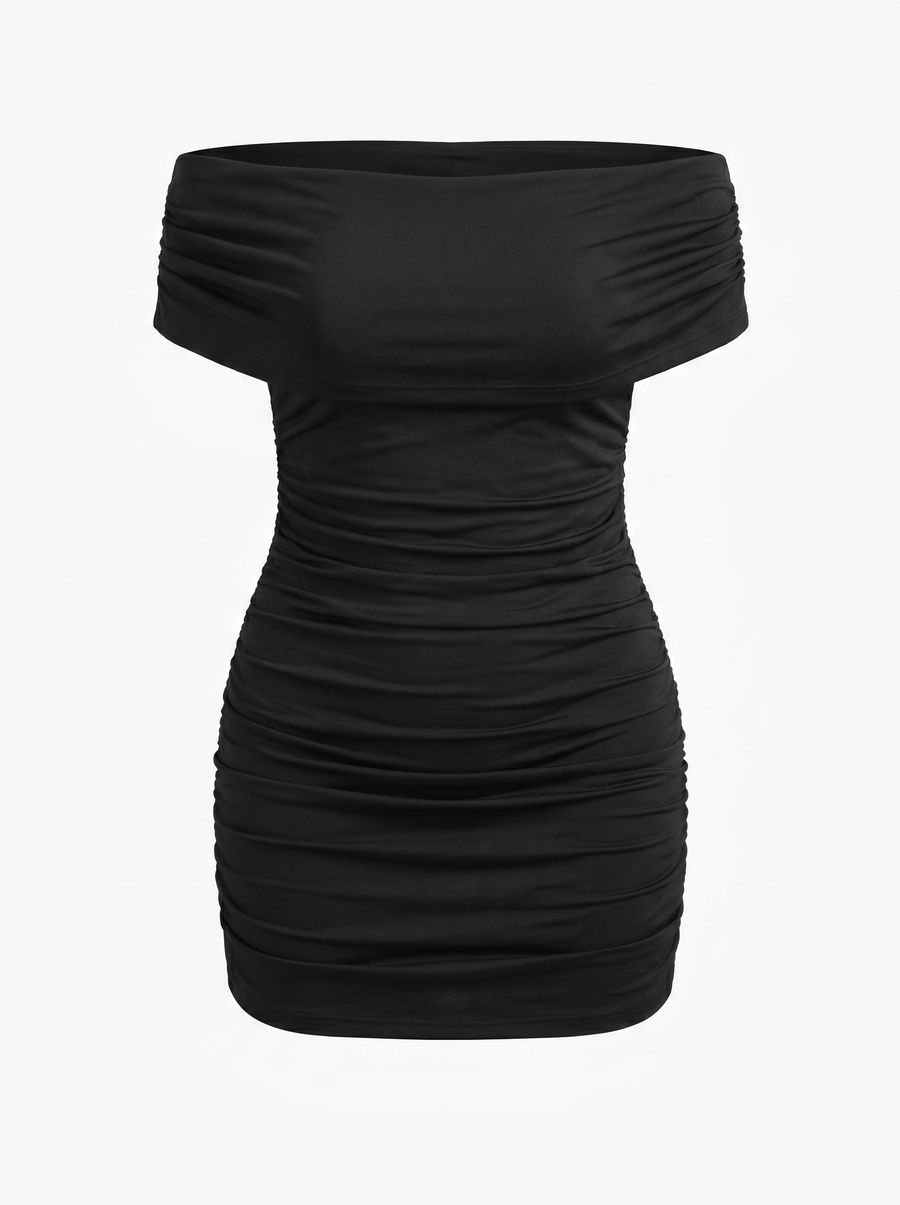 Elora Bardot-Minikleid mit Raffung