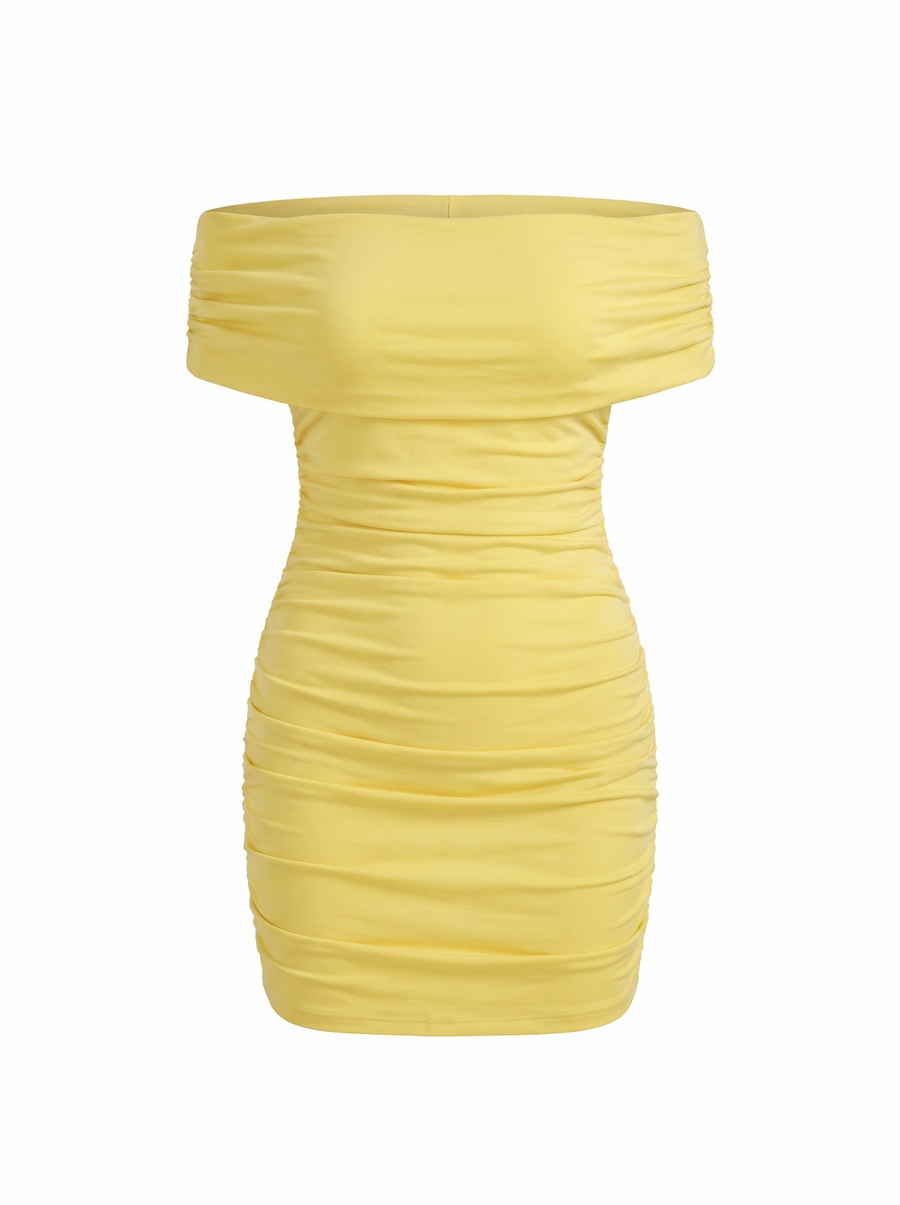 Elora Bardot-Minikleid mit Raffung