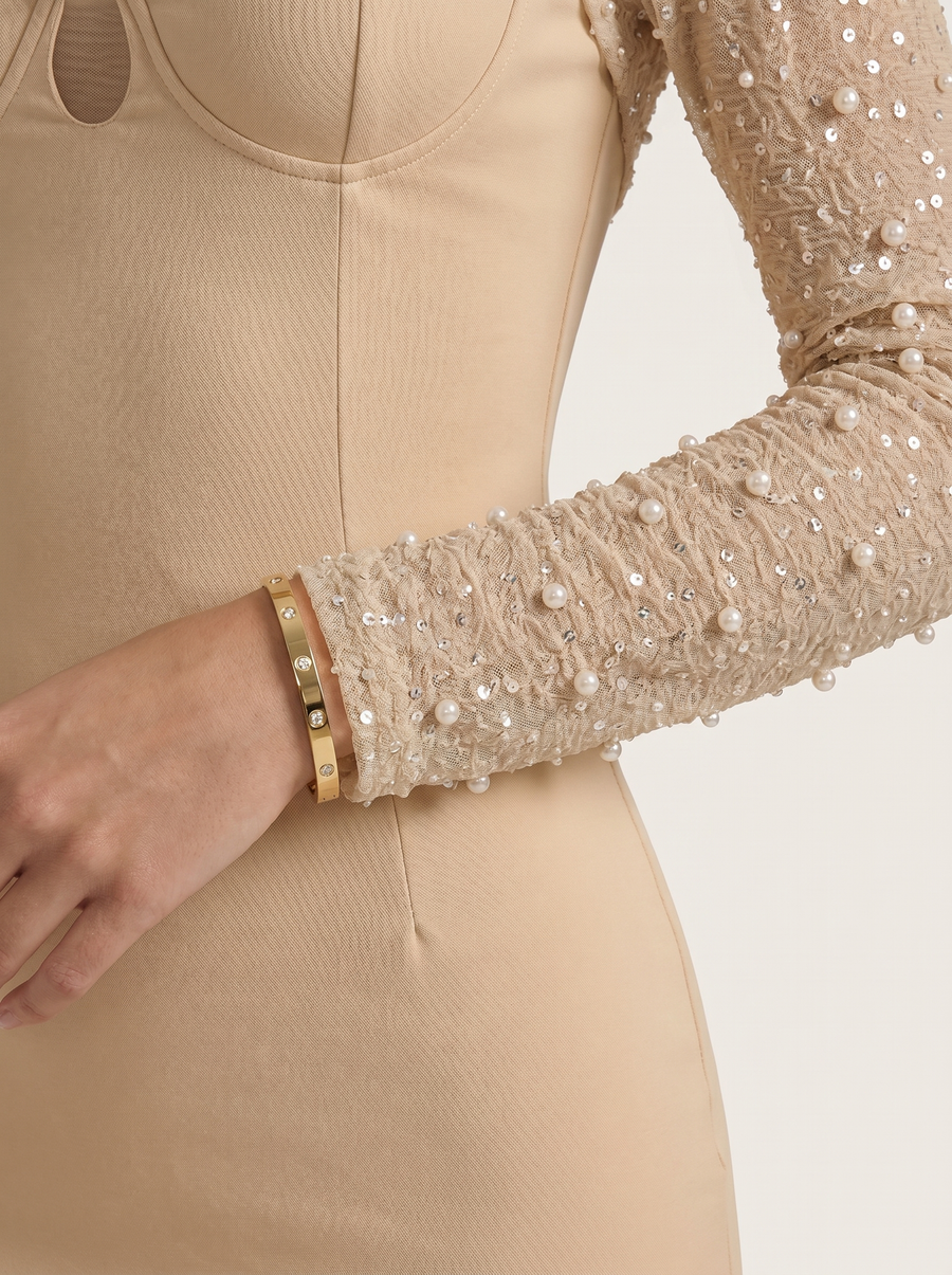 Mireille Minikleid mit Herzausschnitt und Glitzerärmeln