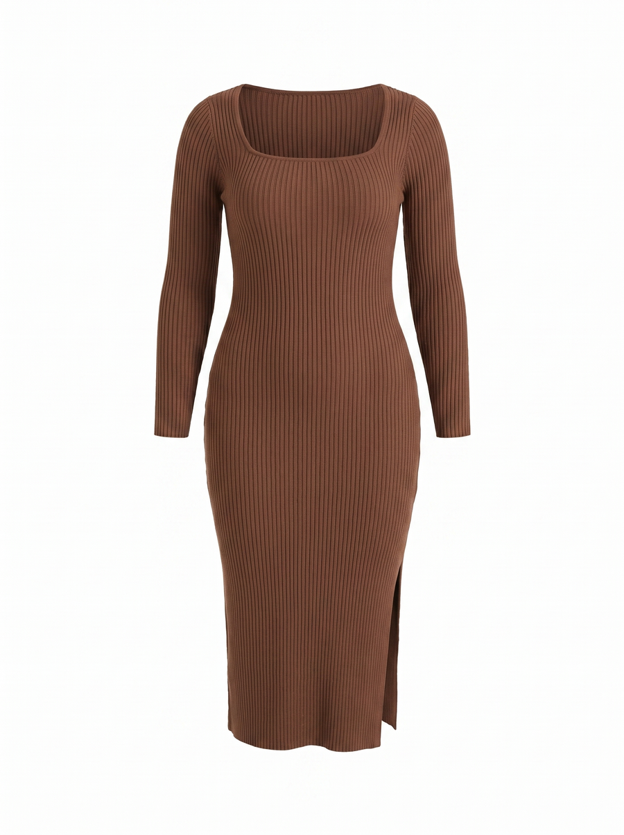 Paloma Rippstrick-Midikleid mit Langarm