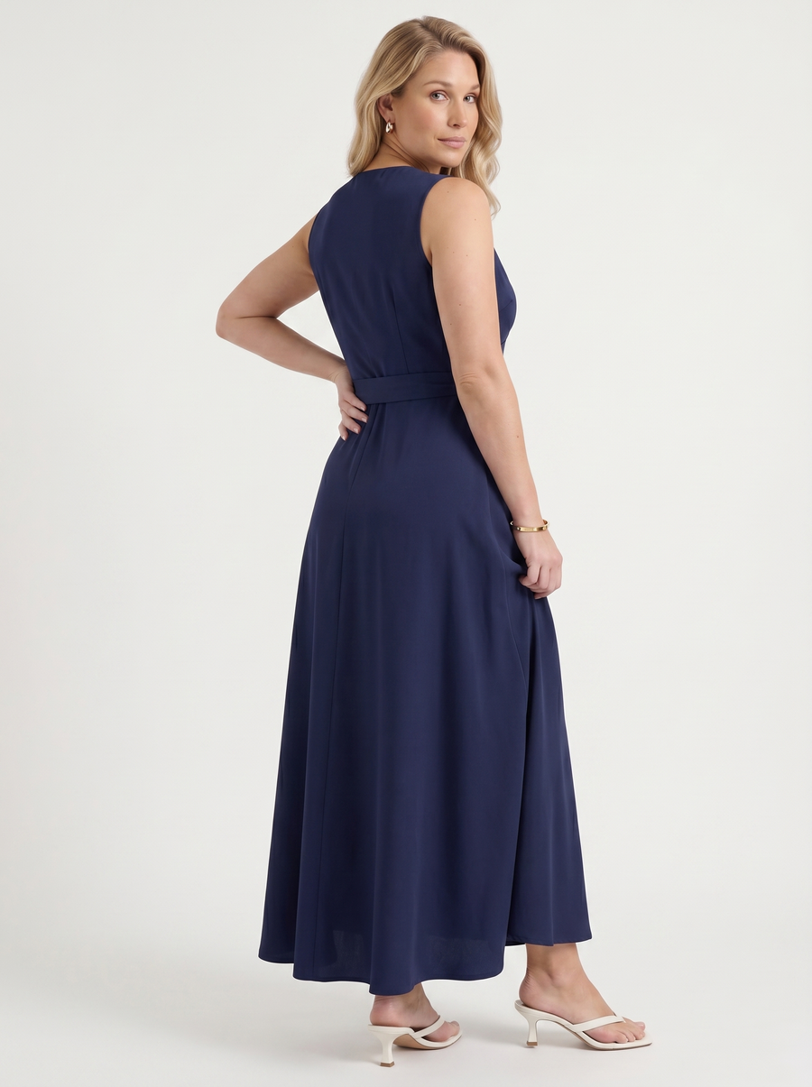 Reena Maxikleid mit Wickeloptik und Bindegürtel