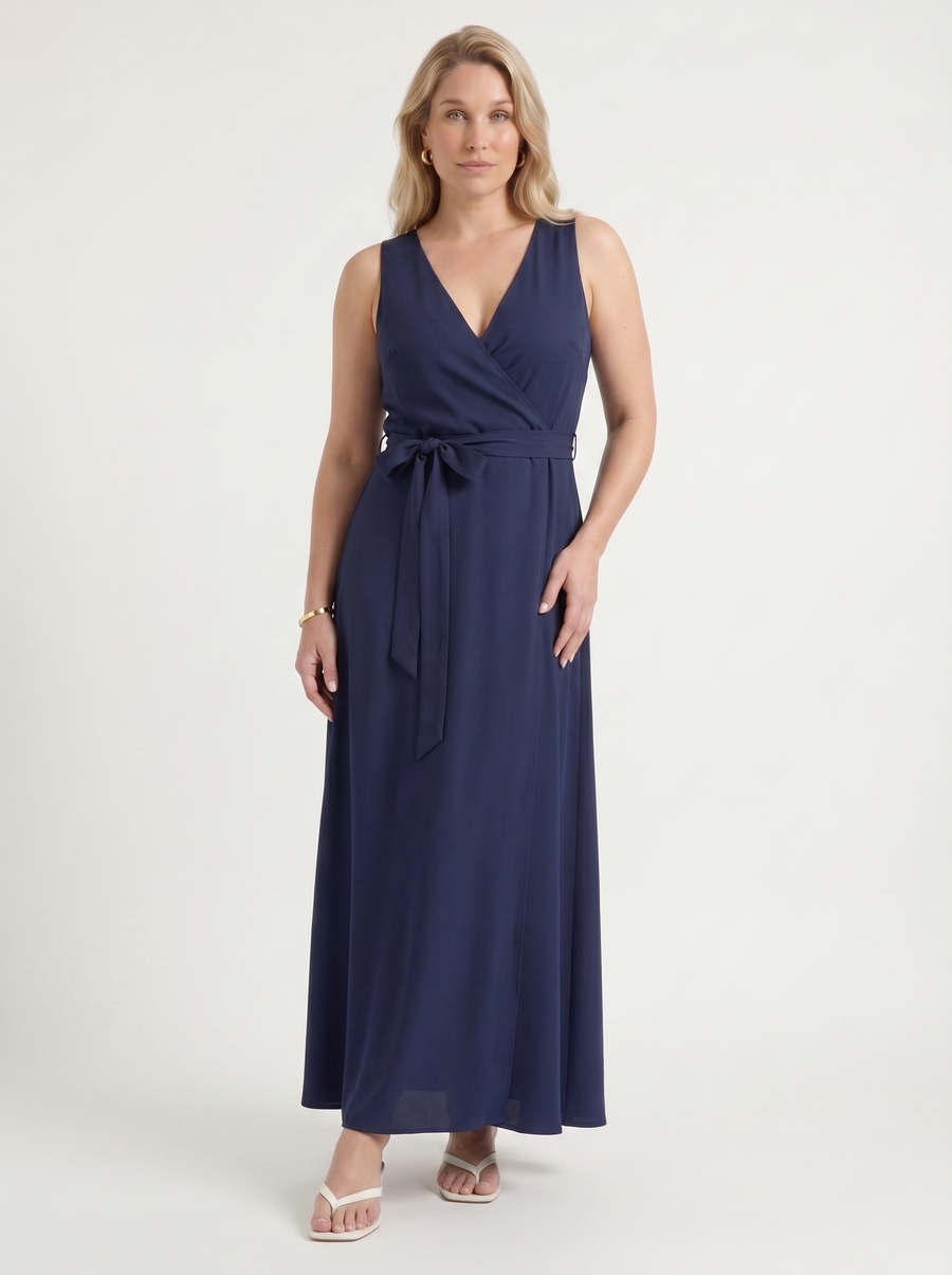 Reena Maxikleid mit Wickeloptik und Bindegürtel