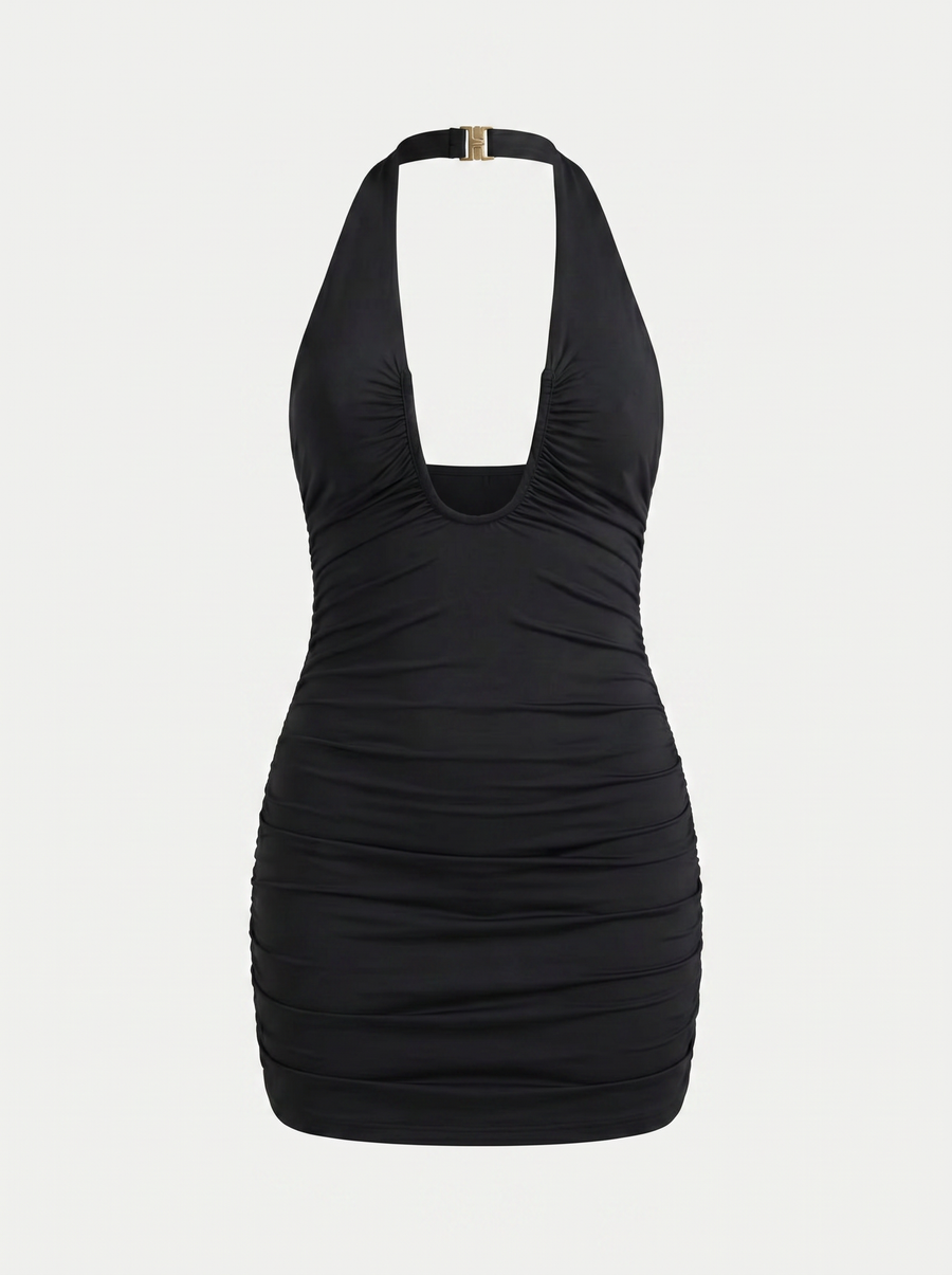 Elena Neckholder-Minikleid mit Raffung